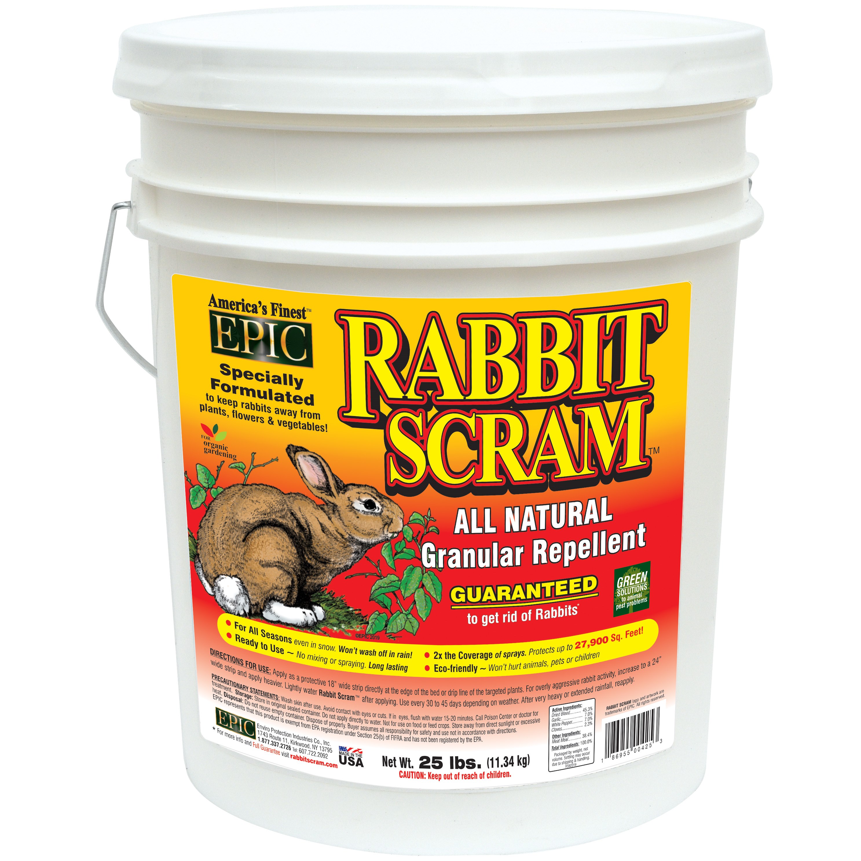 Epic 25# Rabbit Scram Repellent Granular White Pail