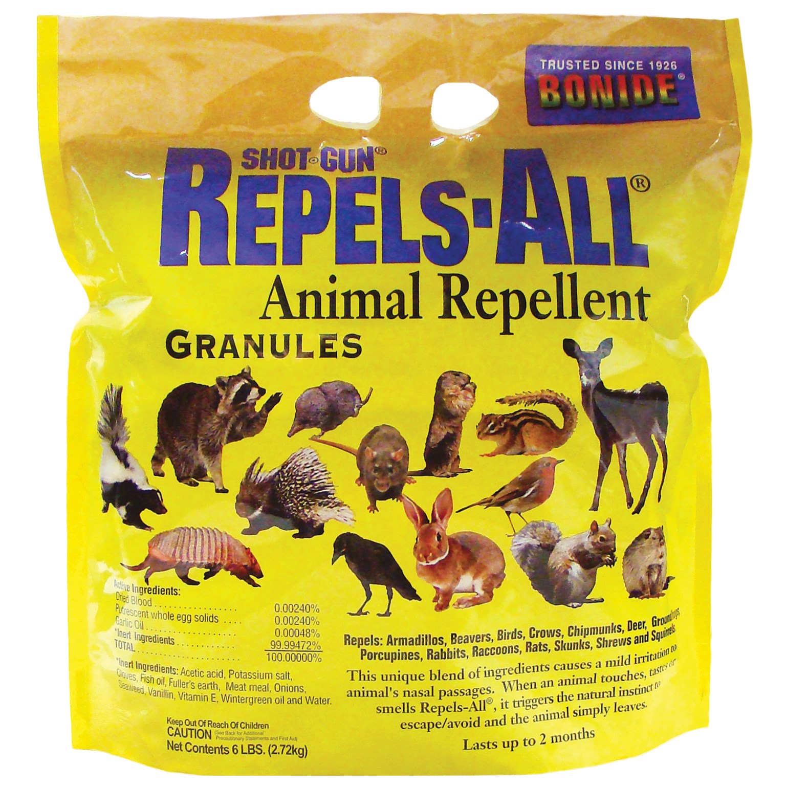 Bonide 6# Repels All Granules — priced per each; minimum 4; multiples of 4