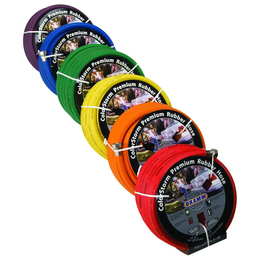 Dramm 5/8"x50' Premium Colorstorm Rubber Hose - Assorted Colors — priced per each; minimum 6; multiples of 6