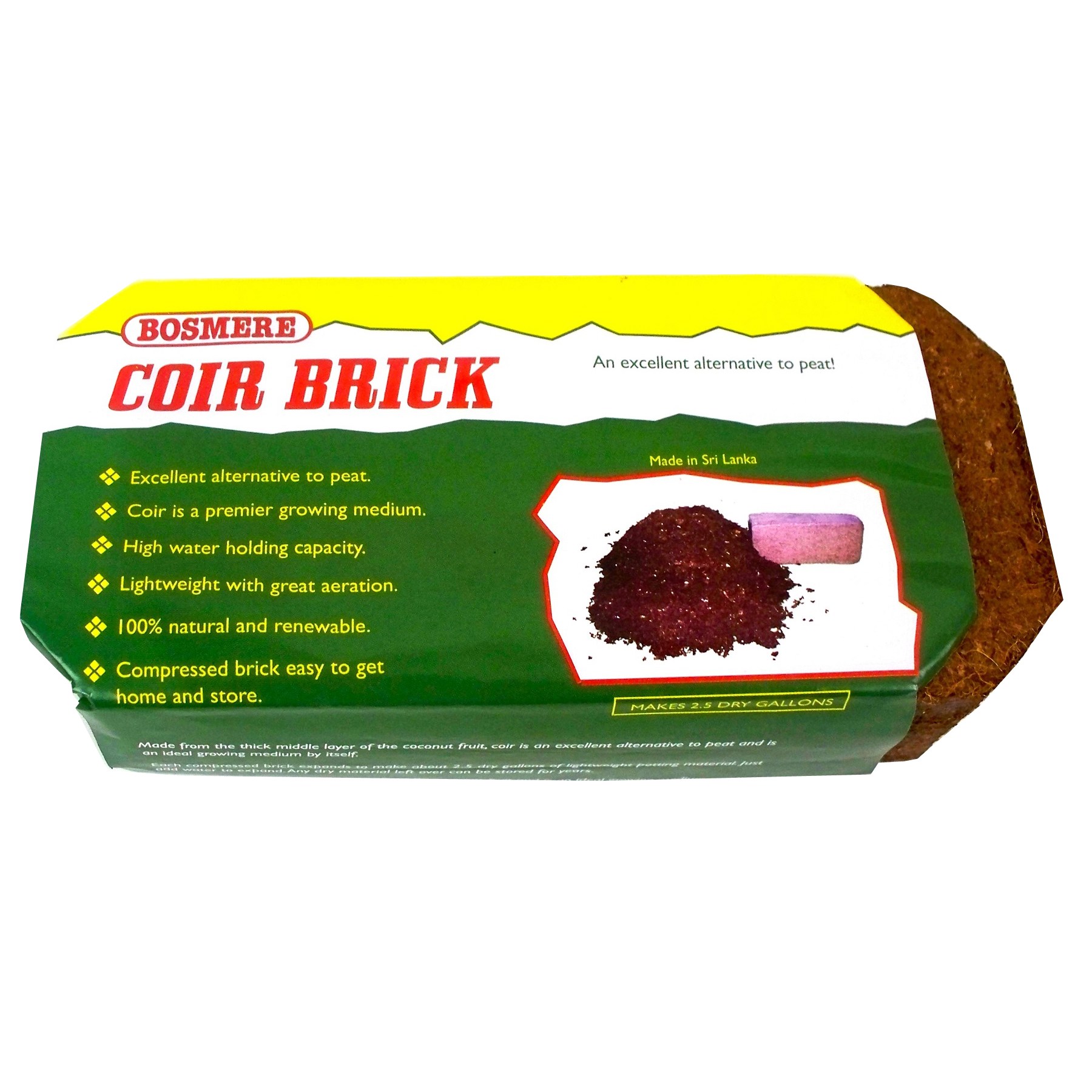 Bosmere 22oz Compressed Coco Brick — priced per each; minimum 12; multiples of 12