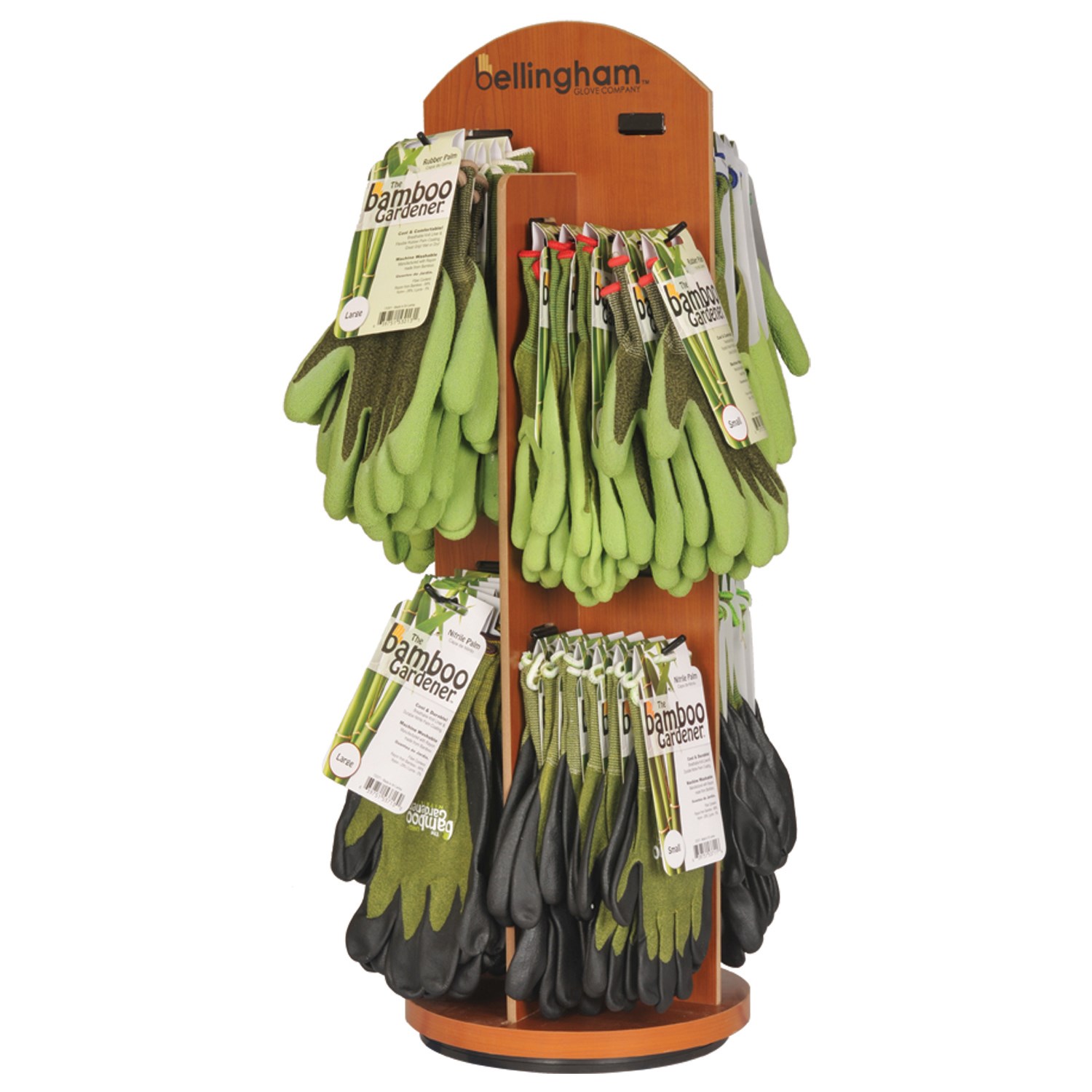 BGC 96pc Bamboo Gardener Glove Carousel Display