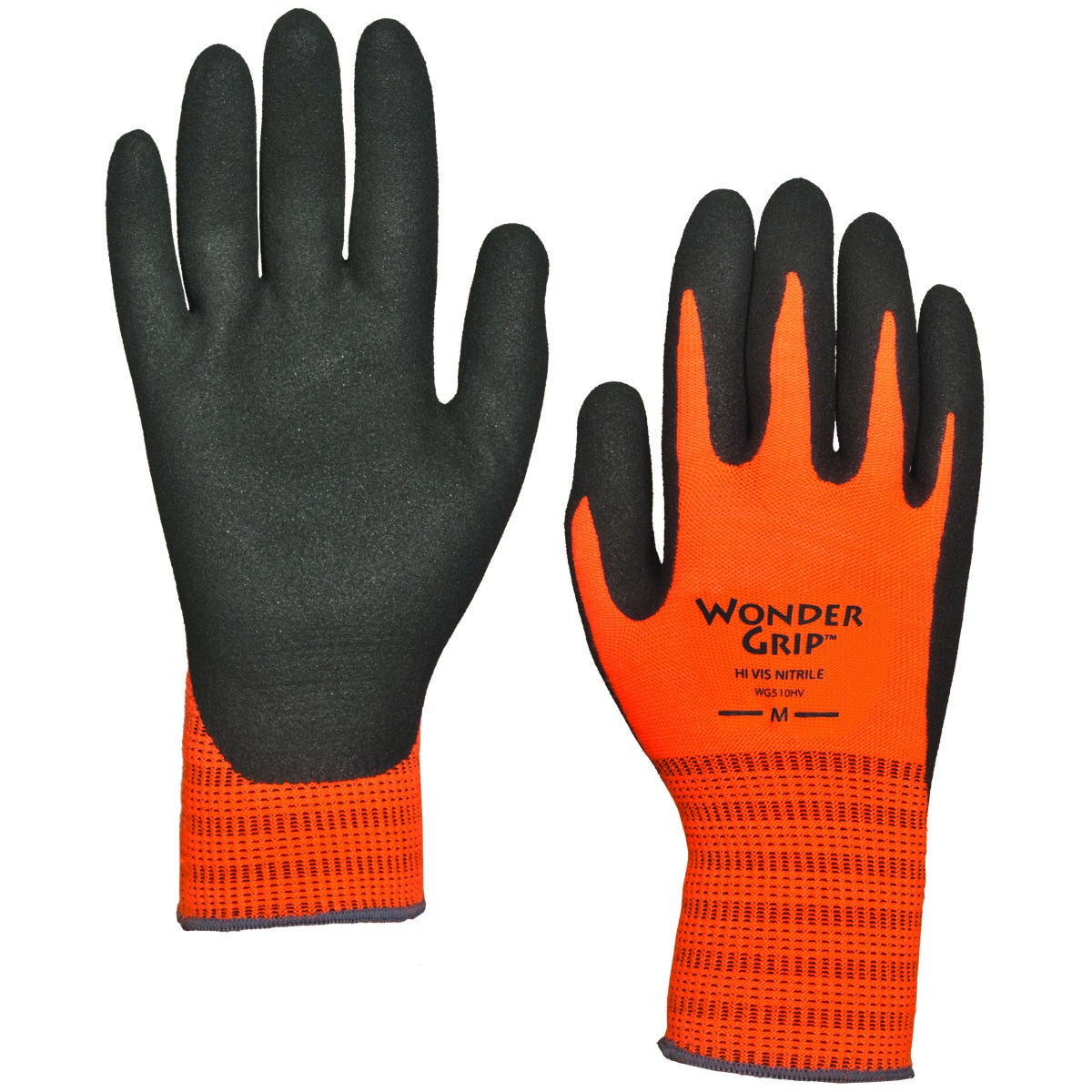 Wonder Grip Glove Nitrile Palm Large Hi Vis Orange — priced per each; minimum 12; multiples of 12