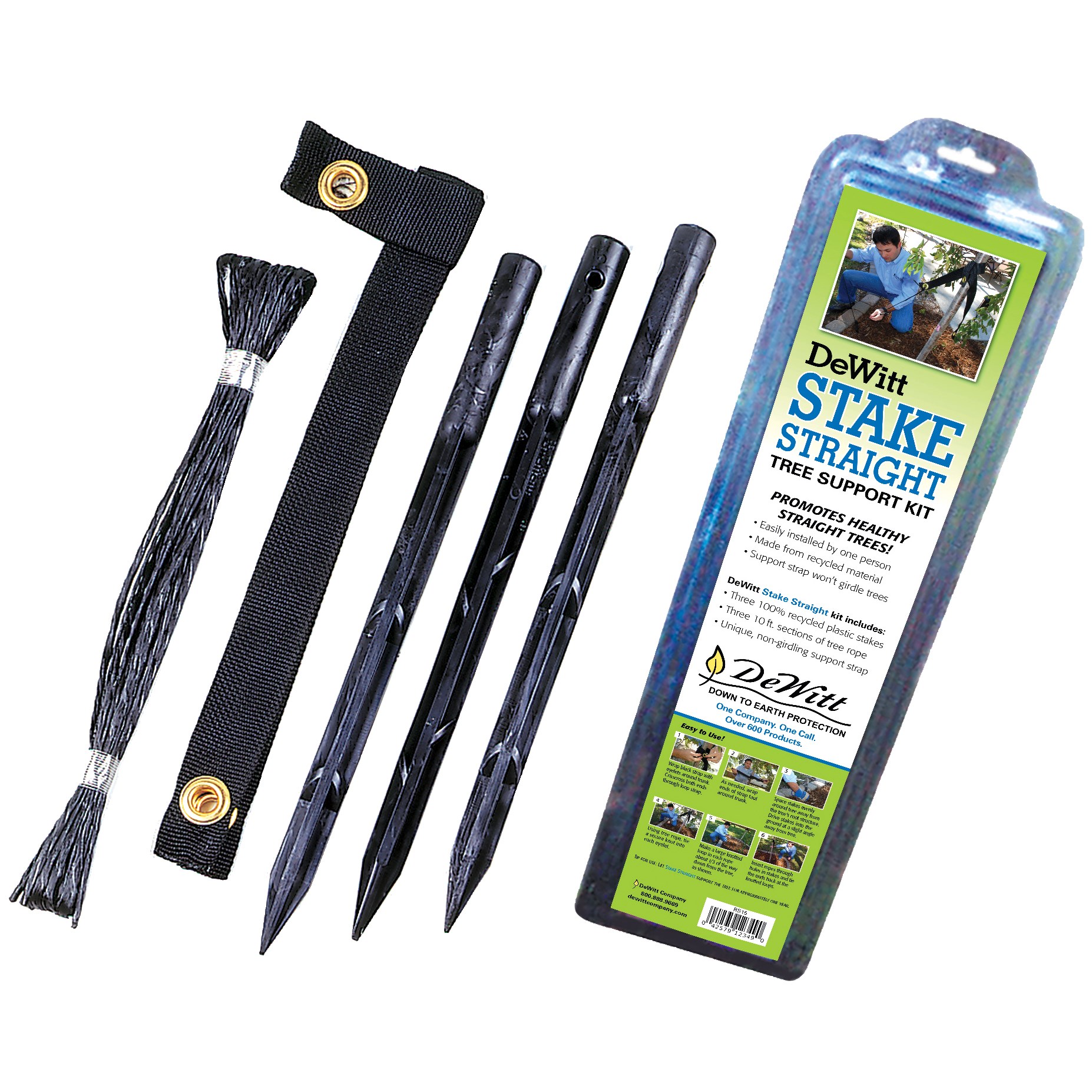 Dewitt 15" Plastic Retail Tree Stake Kit — priced per each; minimum 14; multiples of 14