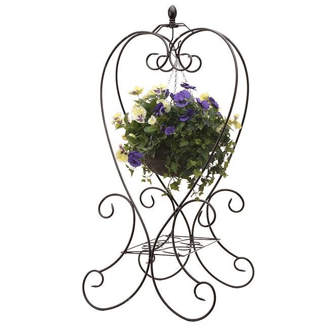 Panacea 40" Heart Shaped Folding Basket Hanger Black — priced per each; minimum 6; multiples of 6