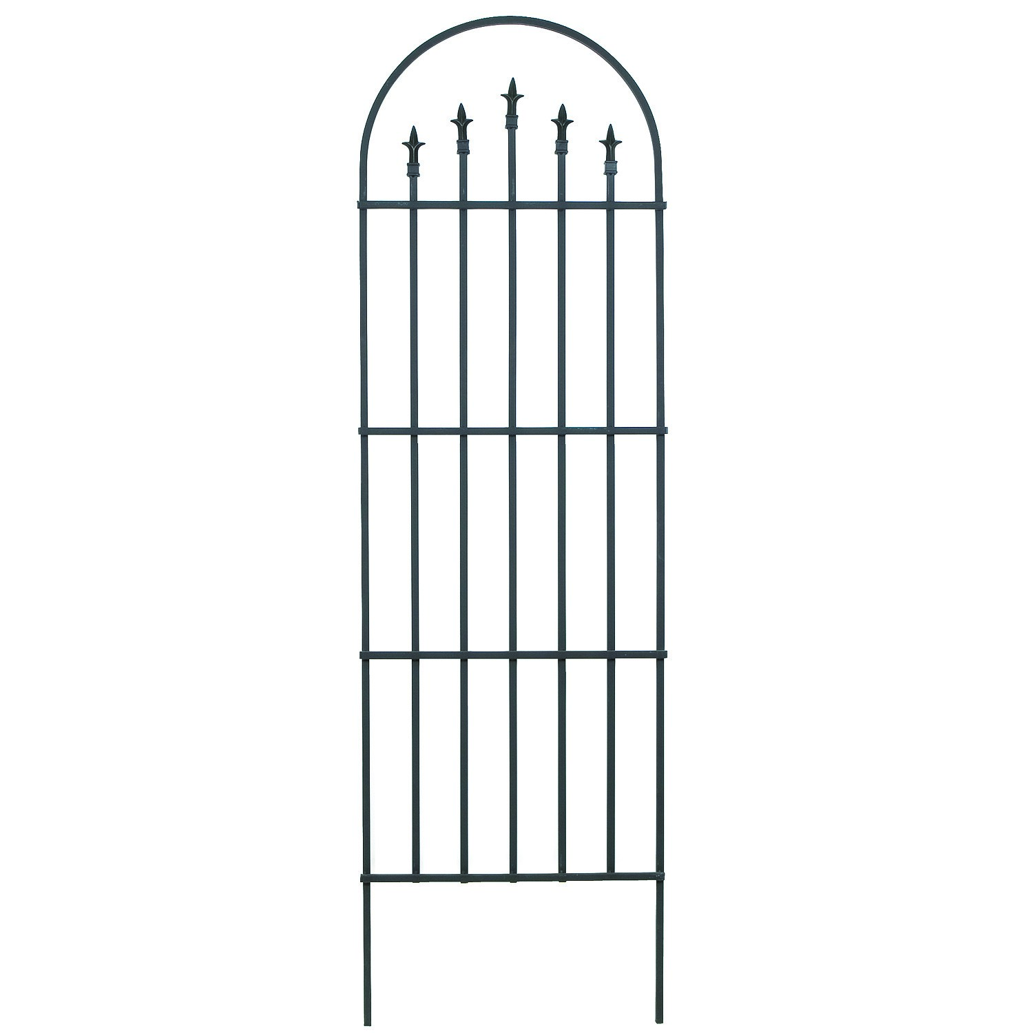 Panacea 80" Black French Arch Trellis With Finials — priced per each; minimum 5; multiples of 5