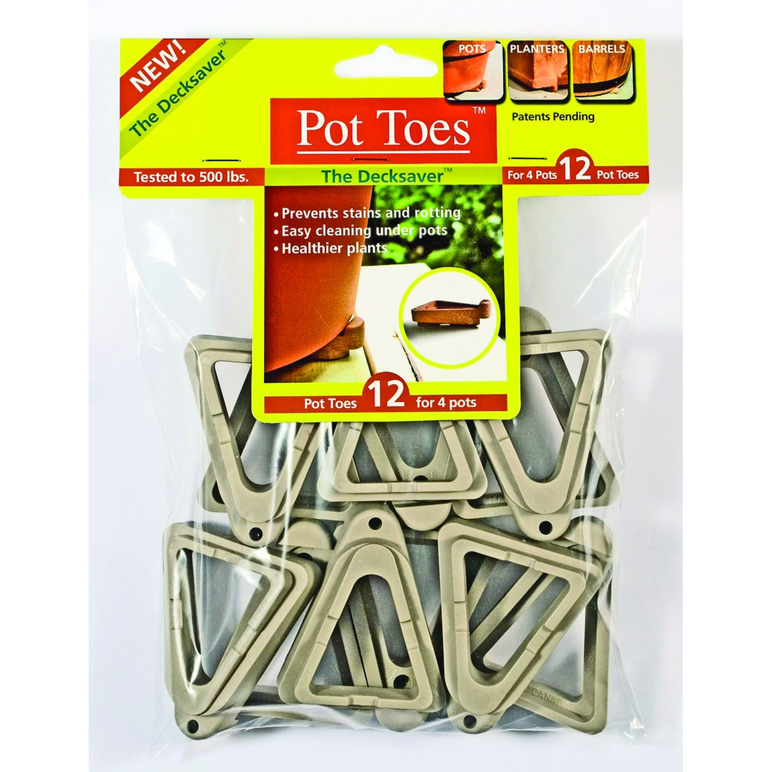 Plant Stand Pot Toes Light Gray 12PK Bag