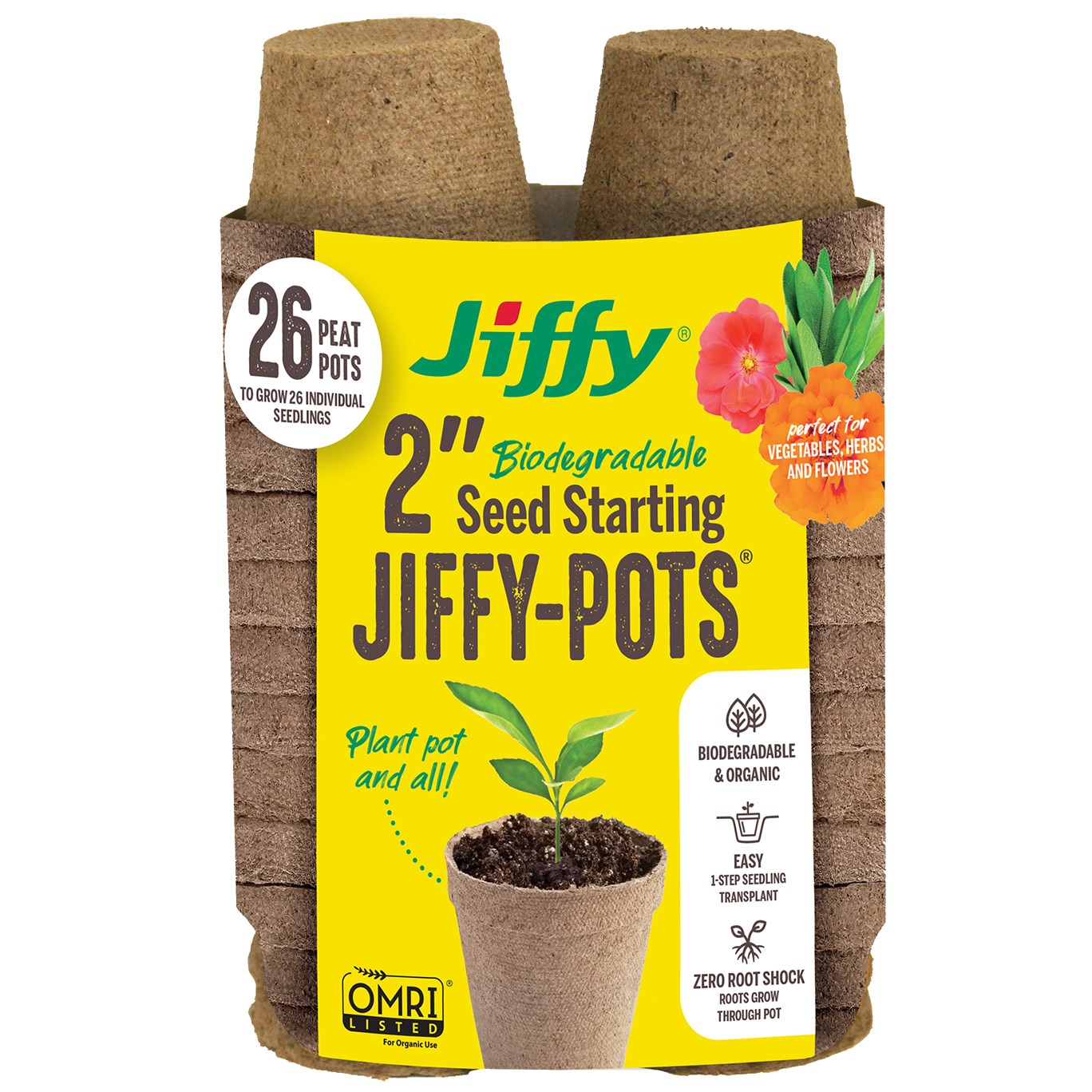 Jiffy 26pk 2" Round Peat Pots Bonus Pack