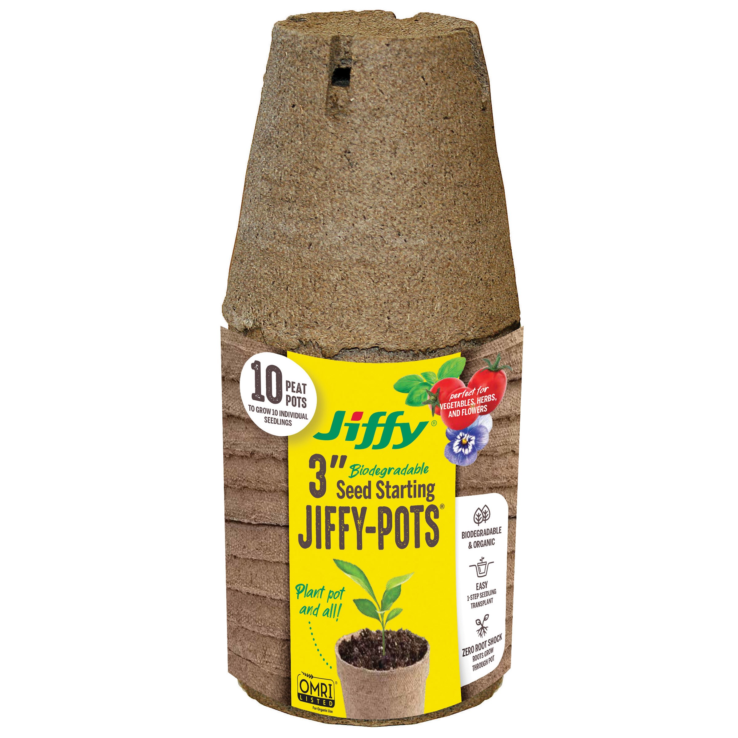 Jiffy 10pk 3" Round Peat Pots Retail Pack