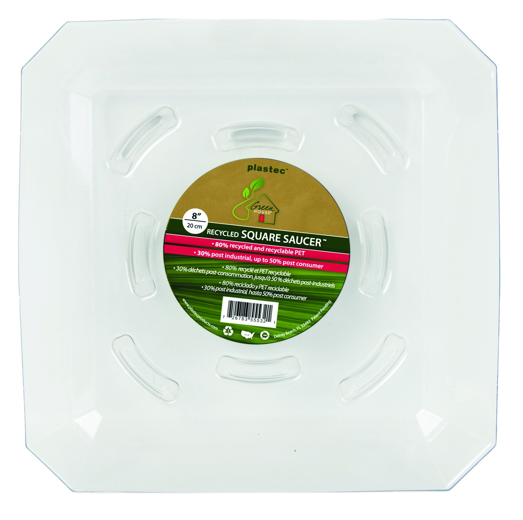 Plastec 8" Square Recycled Saucer