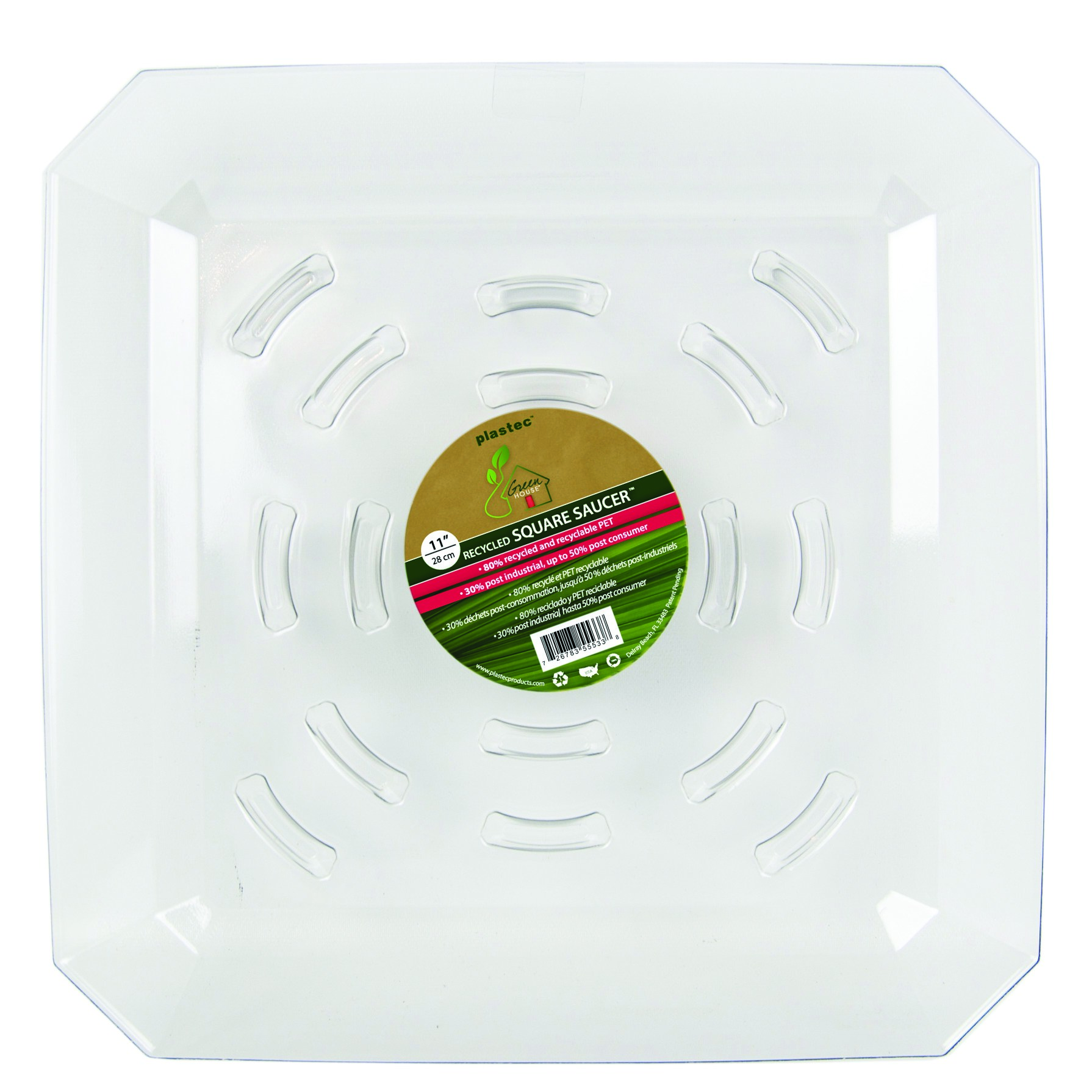 Plastec 11" Square Recycled Saucer