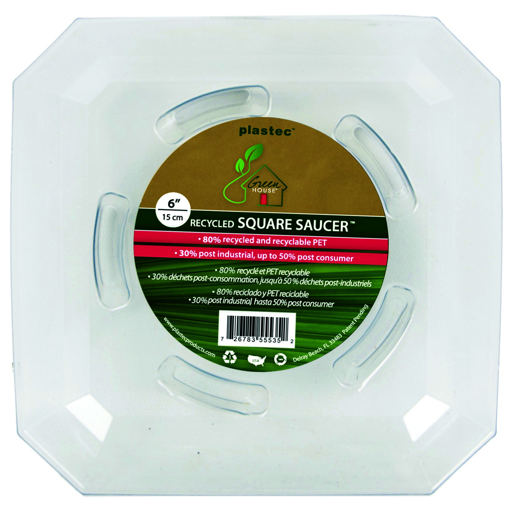 Plastec 6" Square Recycled Saucer
