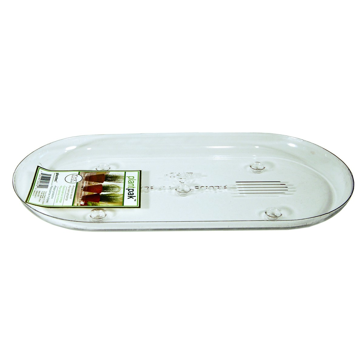 Plastec 6"x12" Plantpak Saucer Oval Clear — priced per each; minimum 12; multiples of 12