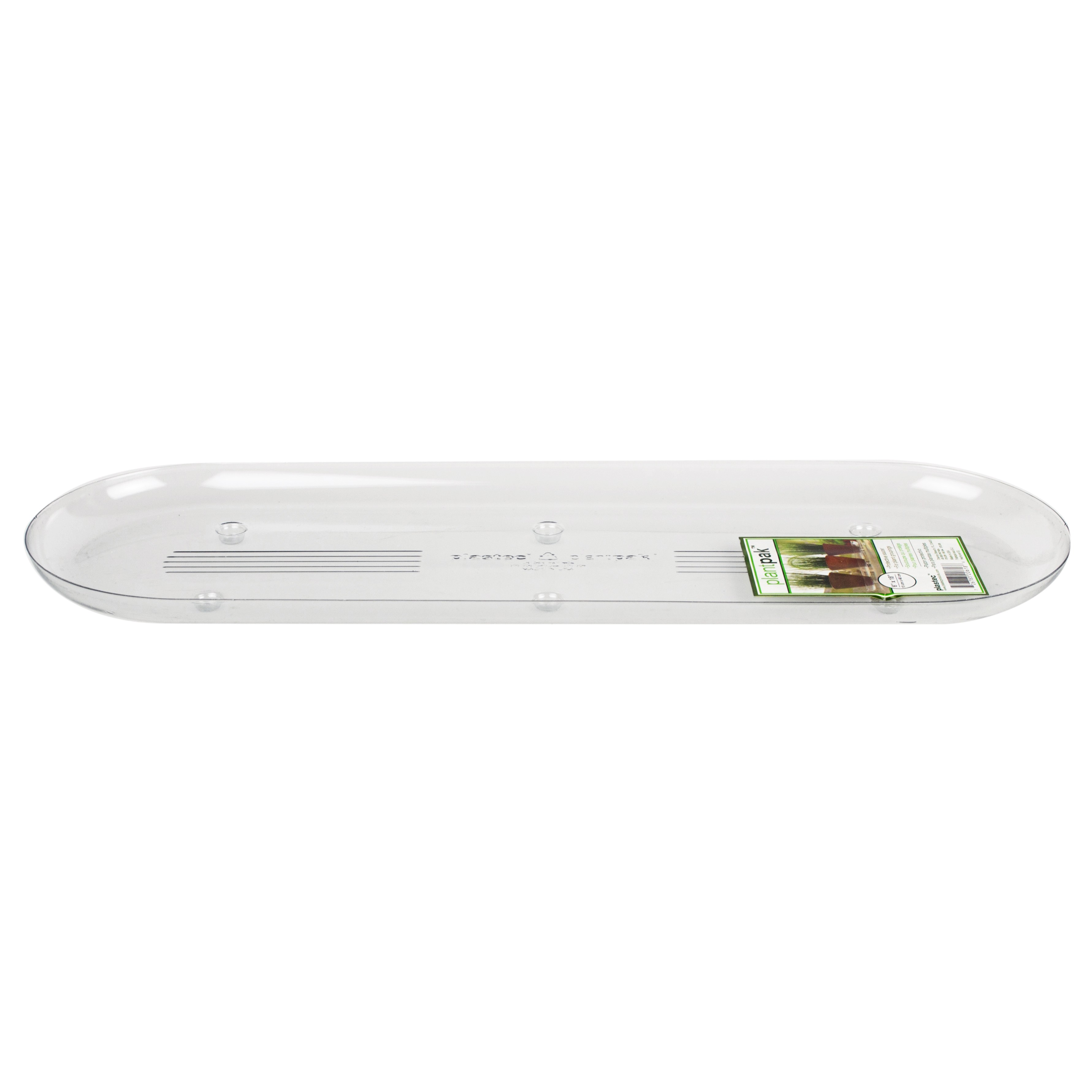 Plastec 6"x18" Plantpak Saucer Oval Clear — priced per each; minimum 12; multiples of 12