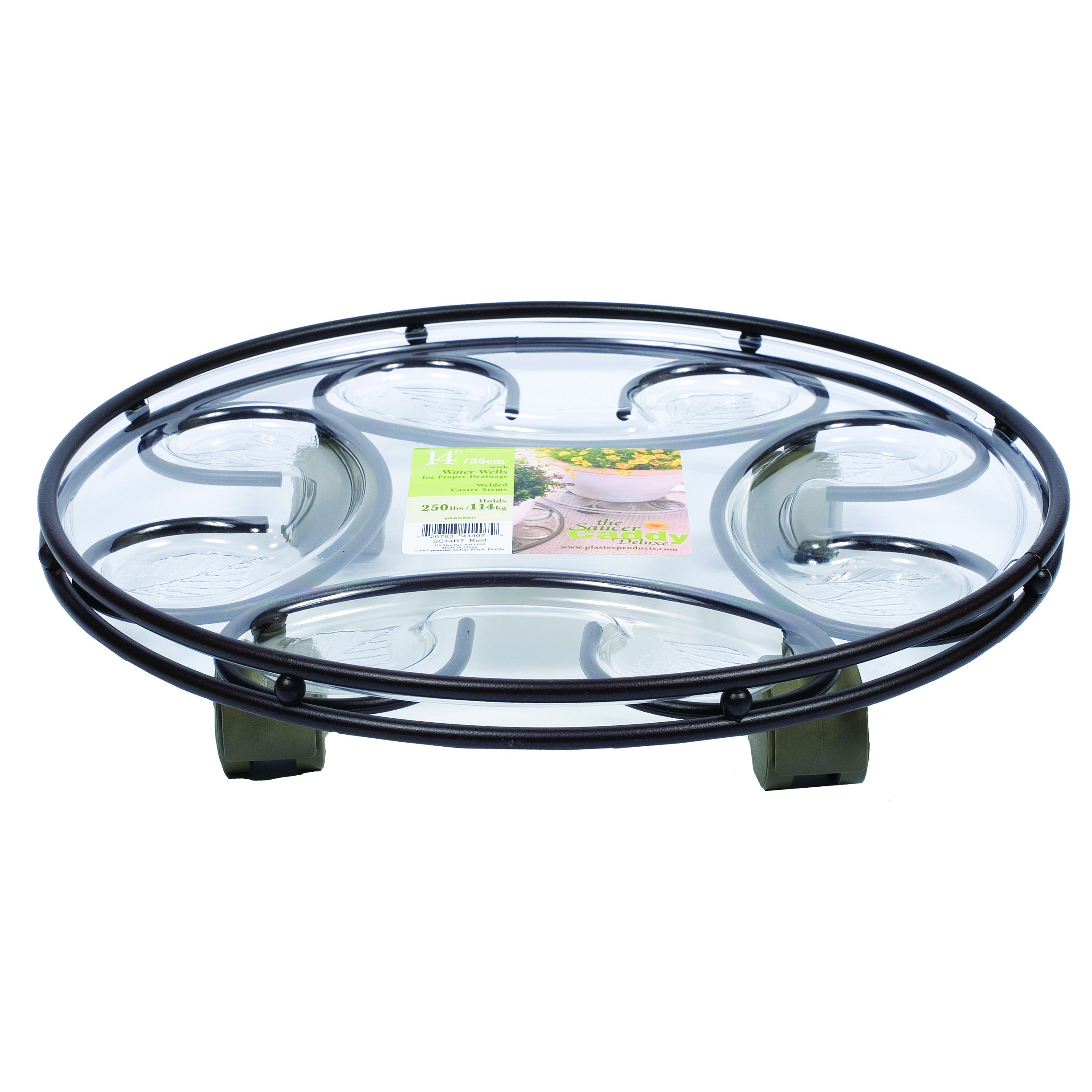Plastec 14" Saucer Caddy Deluxe Rust — priced per each; minimum 6; multiples of 6