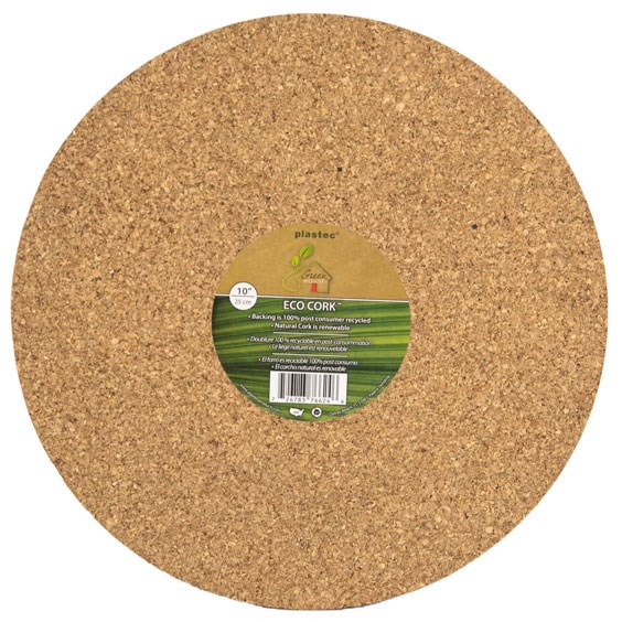 Plastec 10" Eco Real Cork Mat — priced per each; minimum 12; multiples of 12