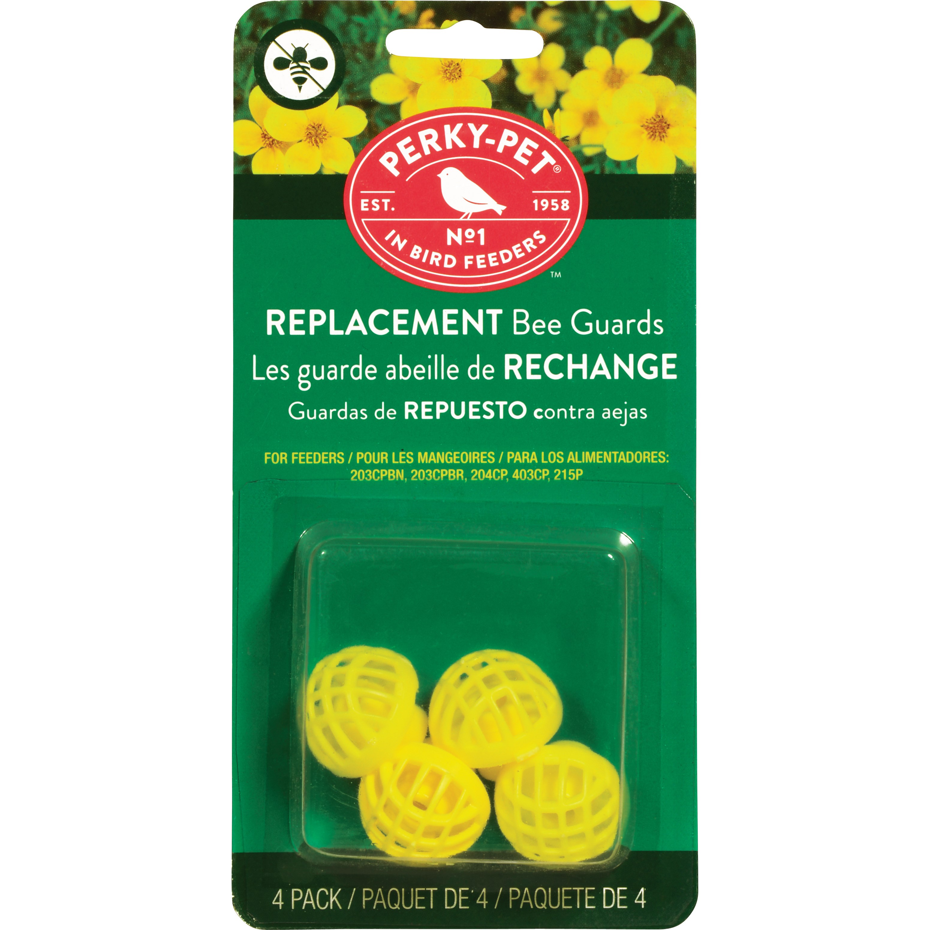 Perky Pet Yellow Bee Guards 4/card Fit 203s