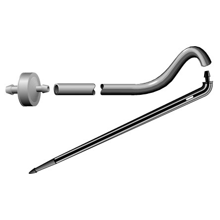 Netafim 24in 0.5gph Angle Barbed PCNL Dripper Stake Assembly w/ Super Flex UV White PE Tubing 25/BG — Bag of 25