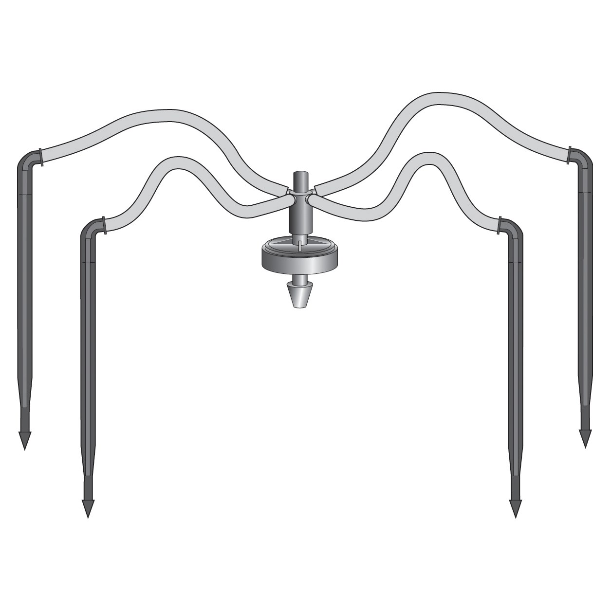 NET 30" 4-Way Flat MOD Manifold Assembly Angle Arrow Dripper w/ Super Flex UV White PE Tubing 25/Bag — 1 Bag
