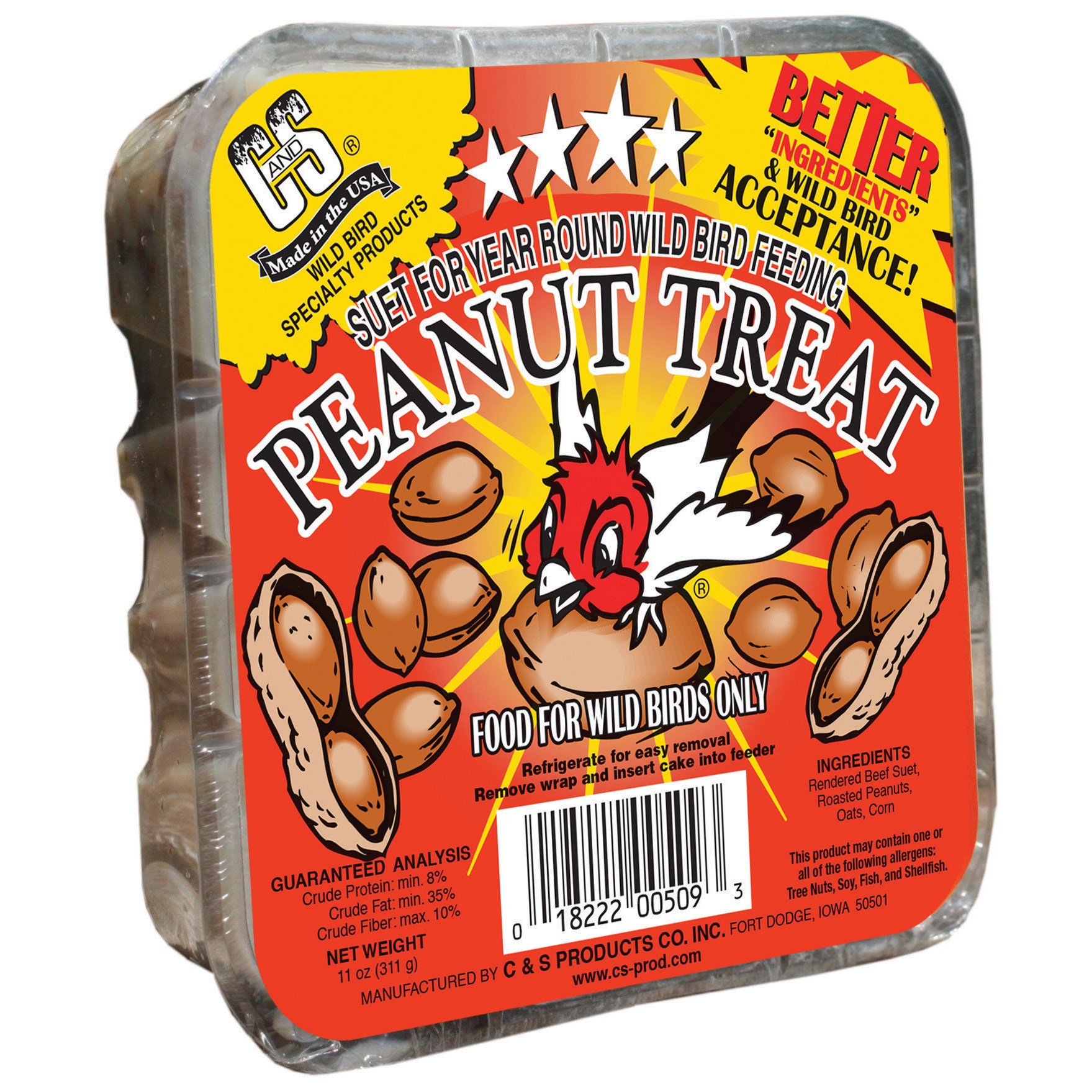 C&S 11oz Peanut Treat Suet Regular Label — priced per each; minimum 12; multiples of 12
