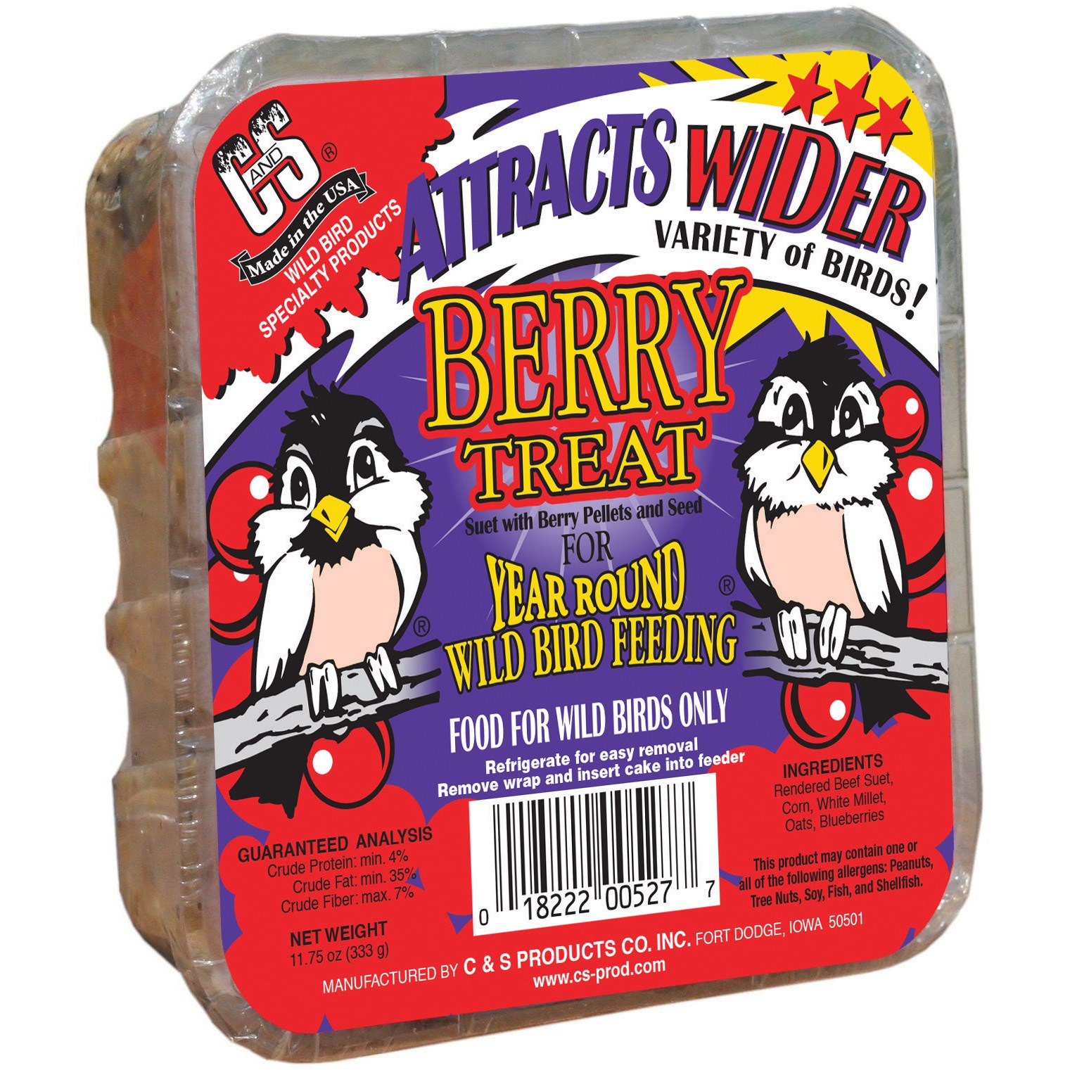 C&S 11.75oz Berry Treat Suet — priced per each; minimum 12; multiples of 12