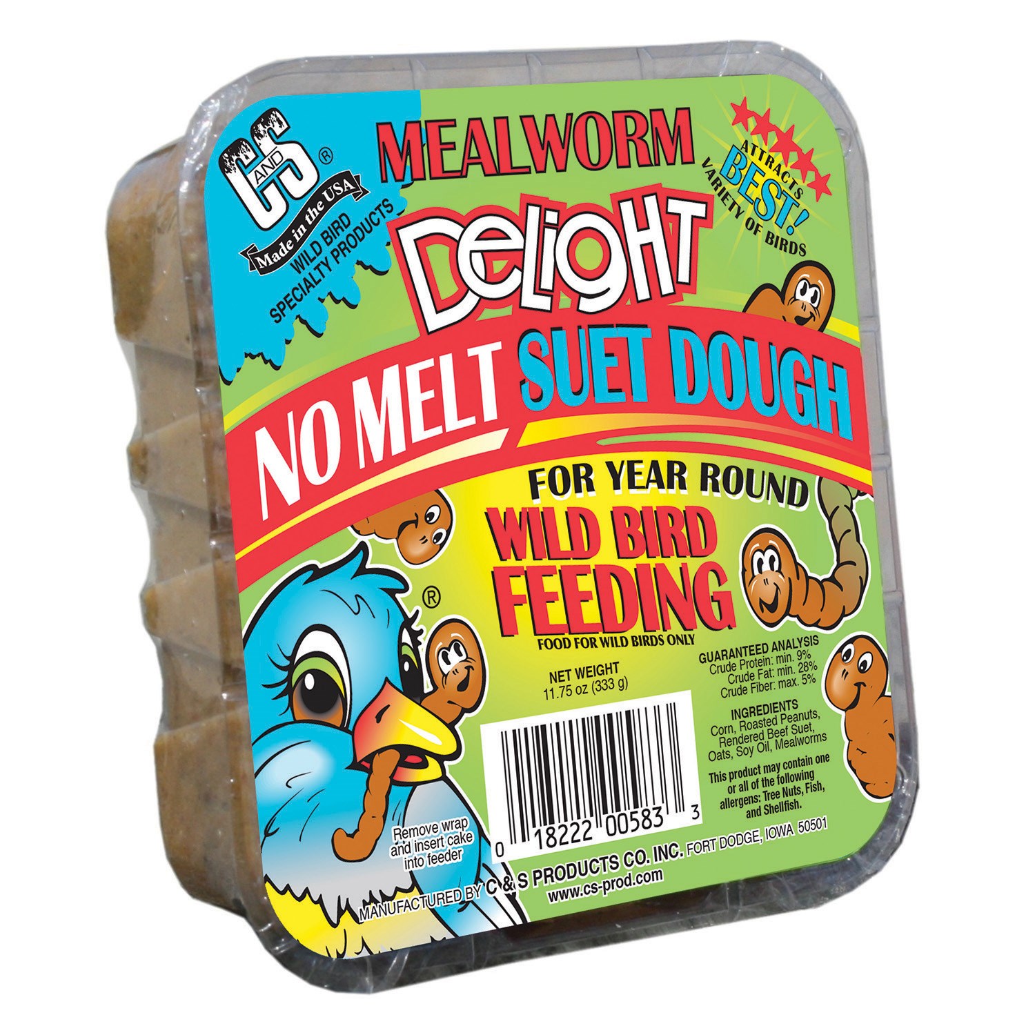 C&S 11.75oz Mealworm Delight No Melt Suet — Single Unit
