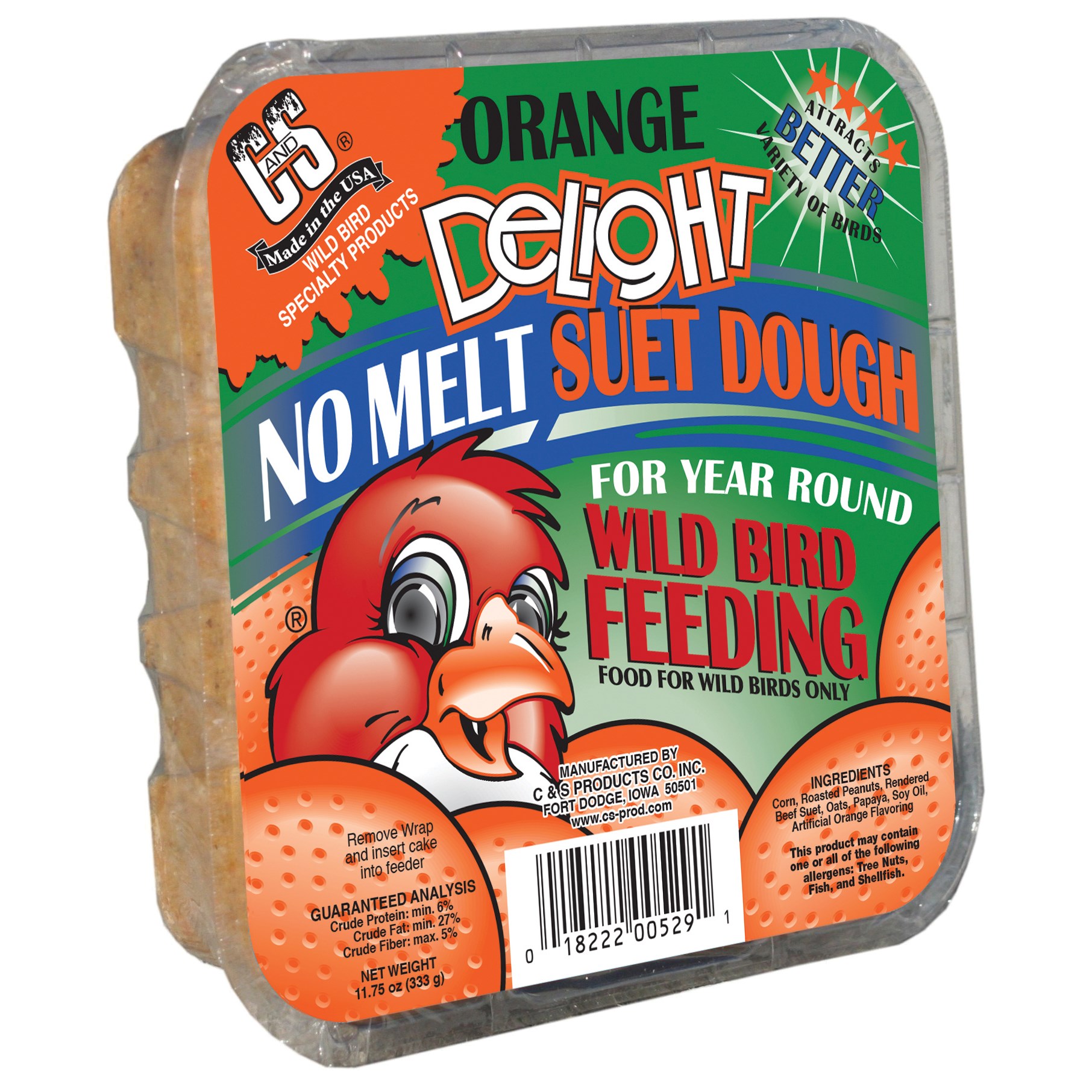 C&S 11.75oz Orange Delight No Melt Suet Dough — priced per each; minimum 12; multiples of 12