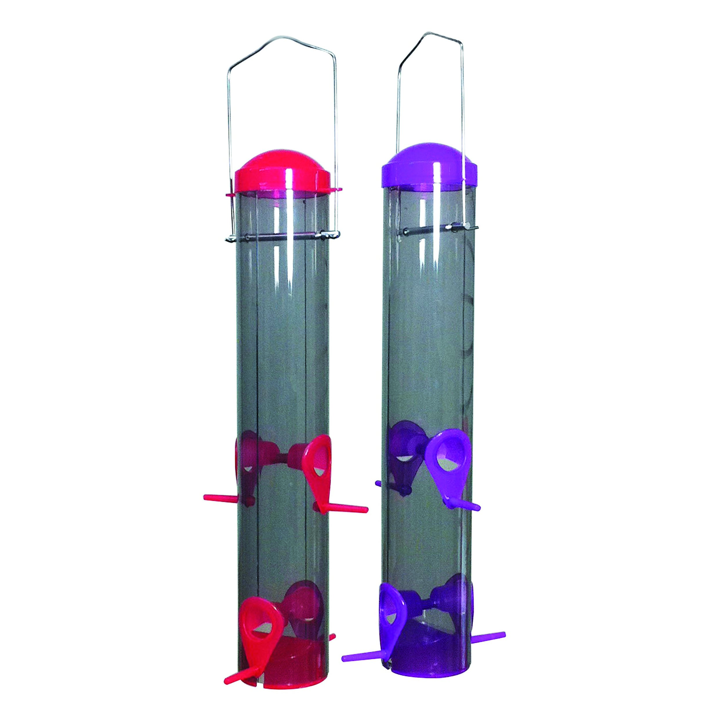 Audubon Dual Port Multi Color Plastic Tube Feeder — priced per each; minimum 6; multiples of 6