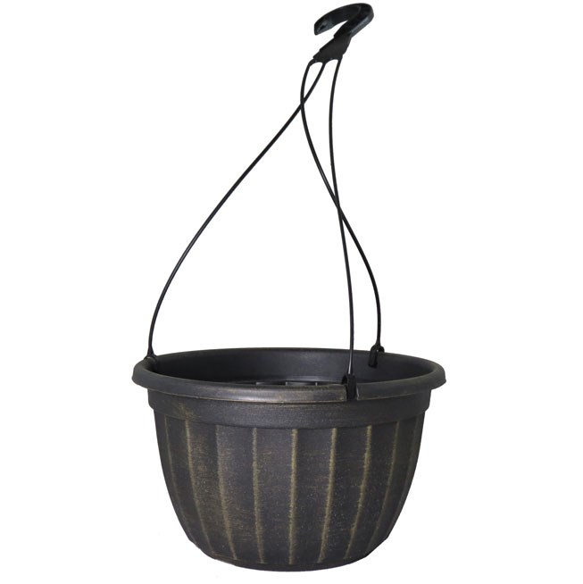 Grower Select 11.00 Serenity Hanging Basket Black / Silver With Plastic 3 Strand Hanger — Case of 72