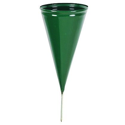 Memorial Vase Metal Cone Green — priced per each; minimum 36; multiples of 36