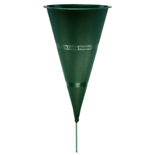 Memorial Vase 5" Green In Loving Memory Cone