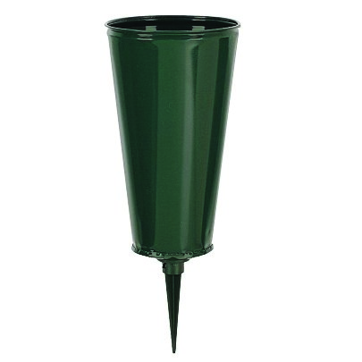 Memorial Vase 4" Green Small Flat Bottom