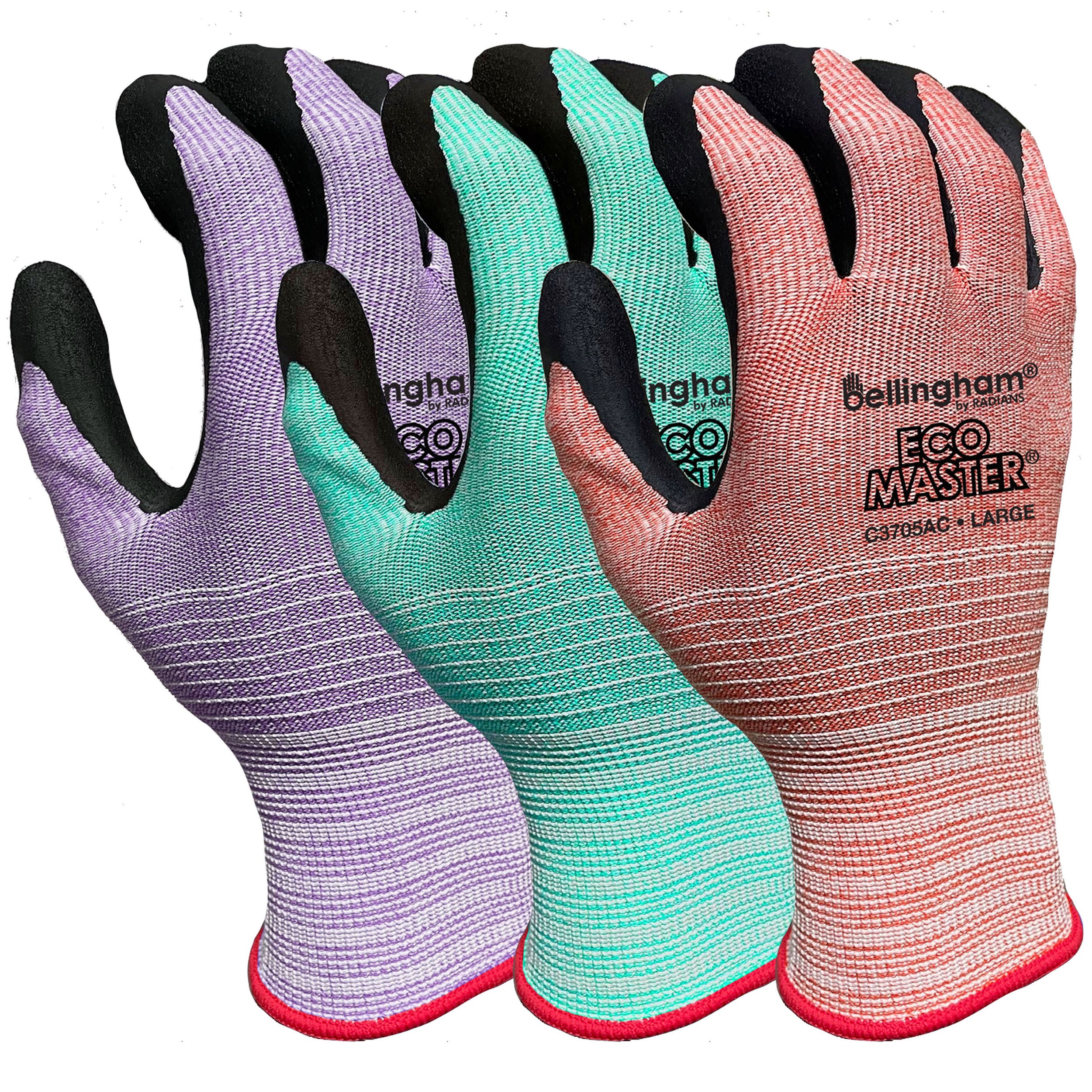 BGC EcoMaster Foam Nitrile Palm Glove M Asst Colors Recy Poly Shell — priced per each; minimum 12; multiples of 12