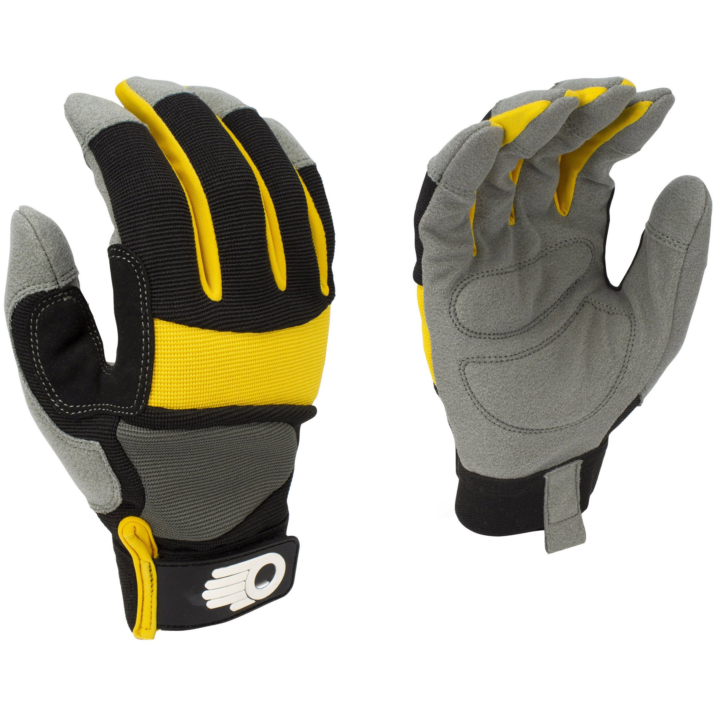 BGC Mens Synthetic Palm Performance Glove M Black Gray Yellow — priced per each; minimum 6; multiples of 6