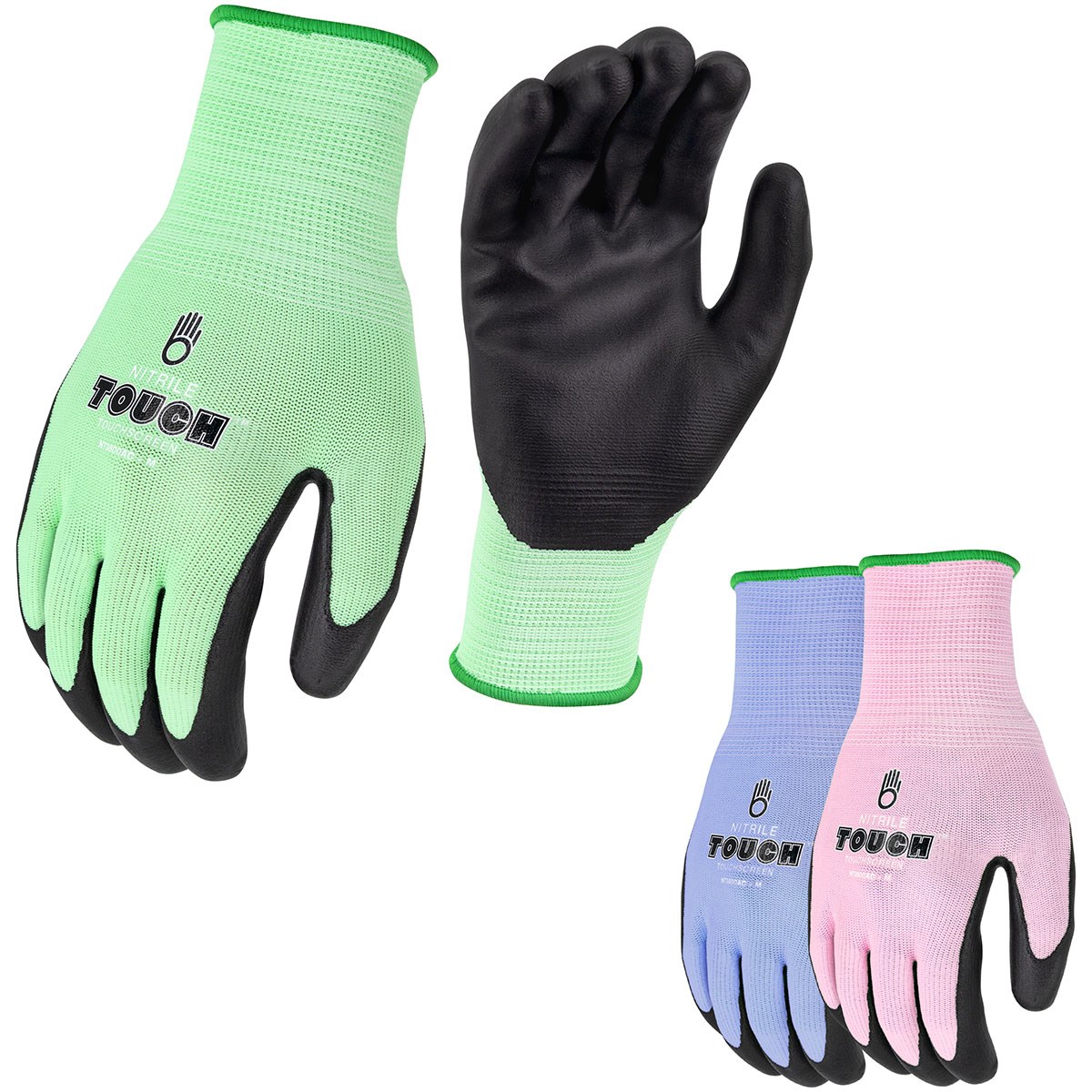 BGC Nitrile Touch Touchscreen Foam Nitrile Glove Assorted Colors Large