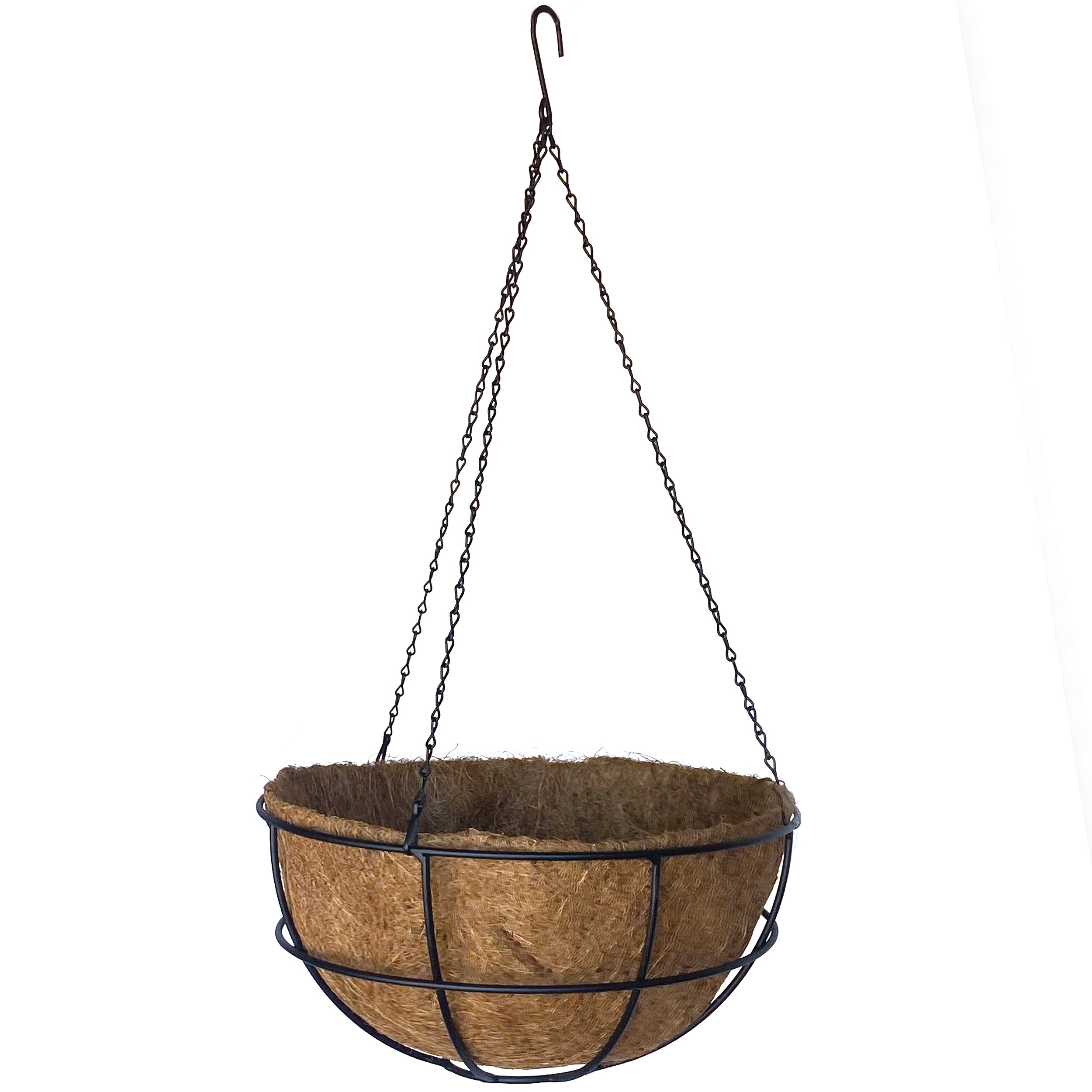 AGW 16" Hanging Basket with Coco Liner and Chain Black — priced per each; minimum 6; multiples of 6