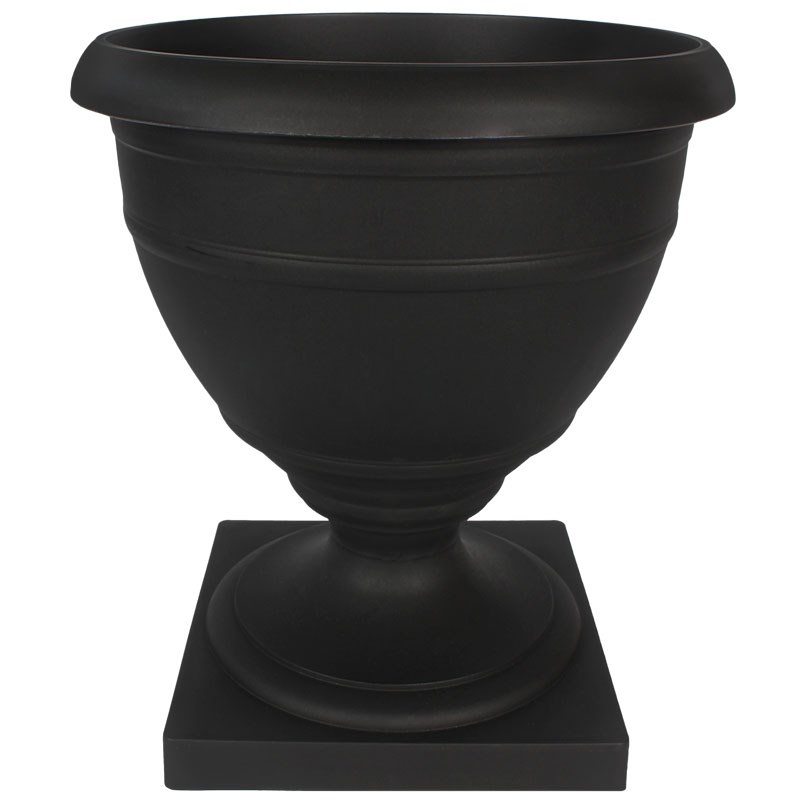 HC 16" Olympia Urn Black Onyx Akro Mils — priced per each; minimum 8; multiples of 8