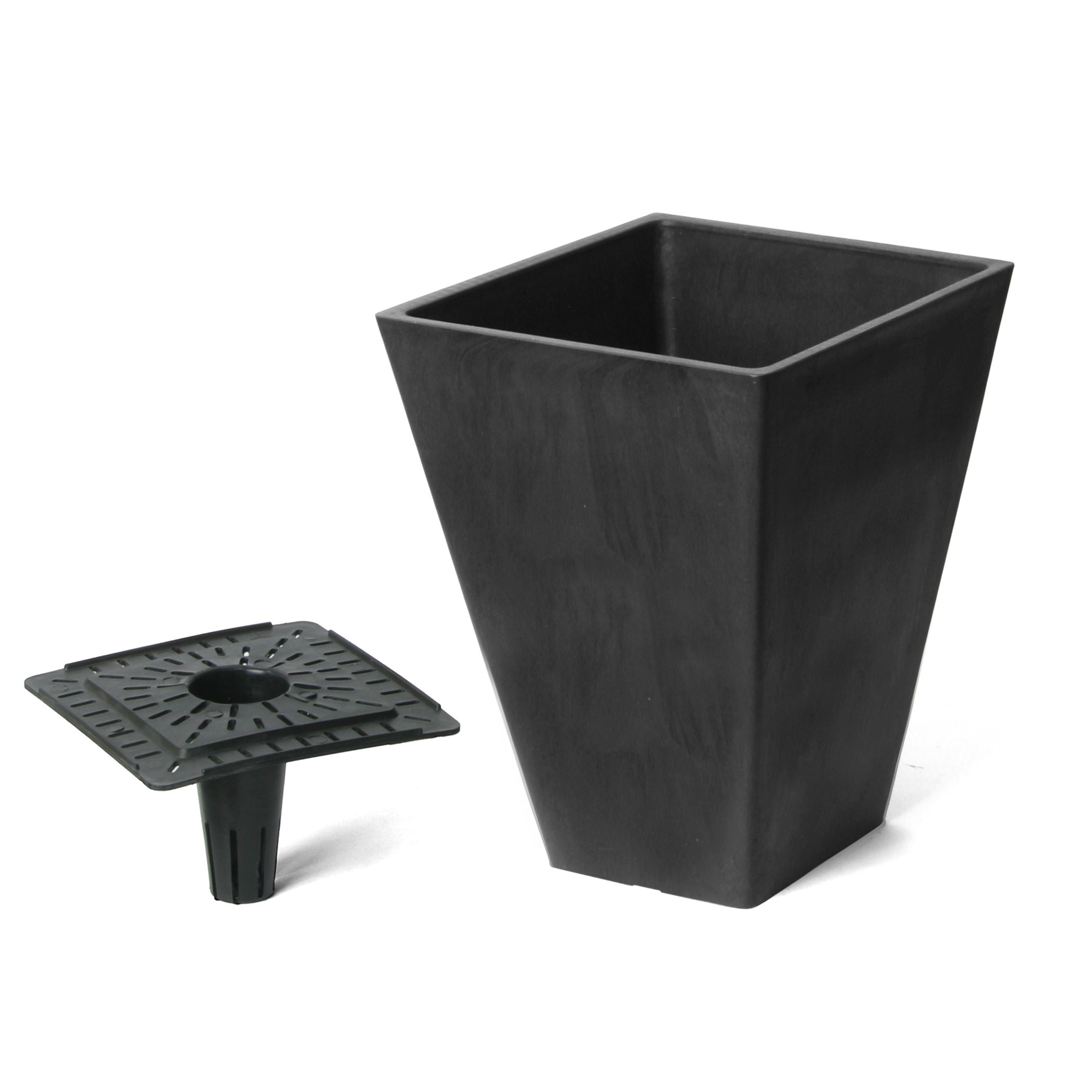 Algreen Valencia 10" Planter with Insert Black Marble