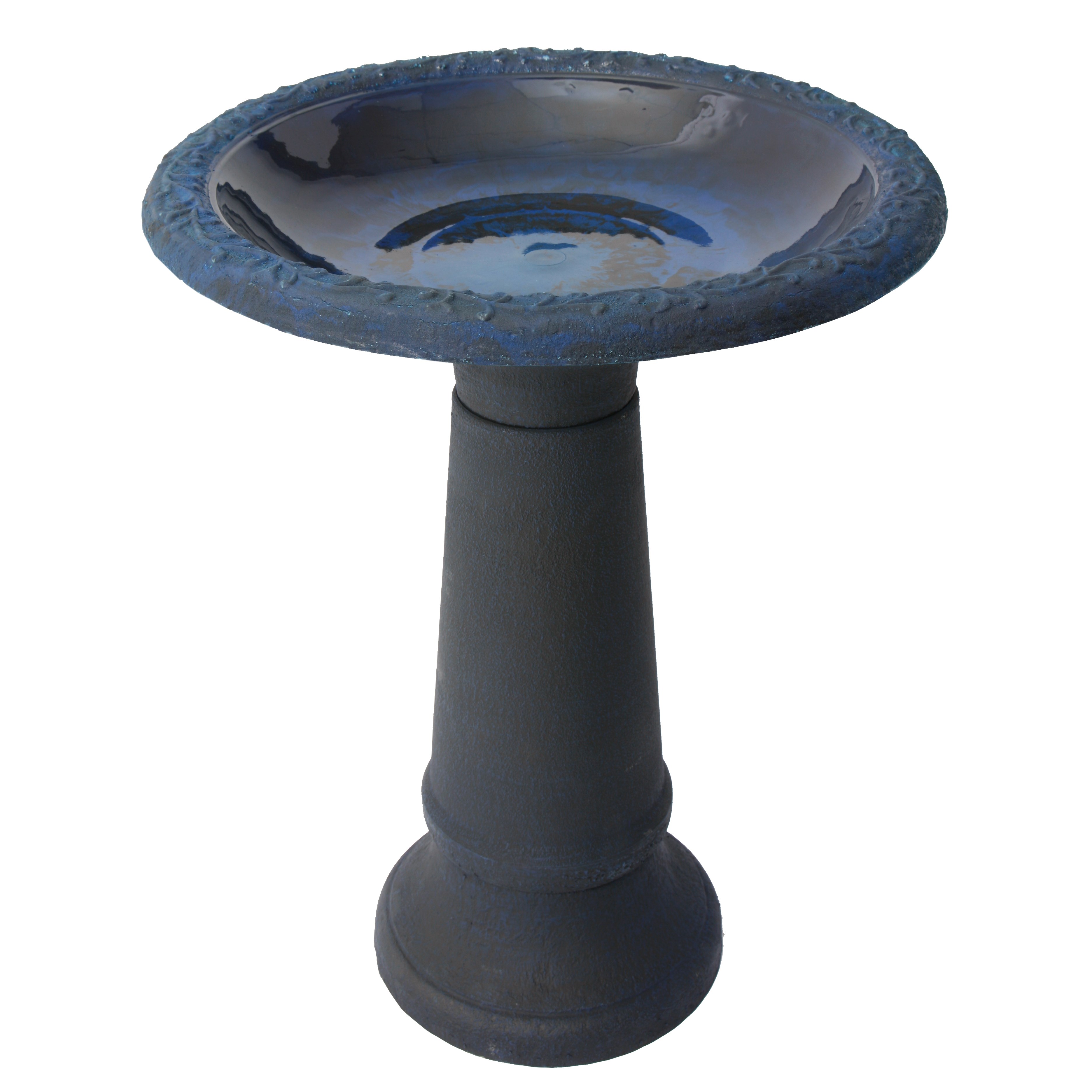 Algreen Acerra 20" Stone Composite Birdbath Blue — priced per each; minimum 2; multiples of 2