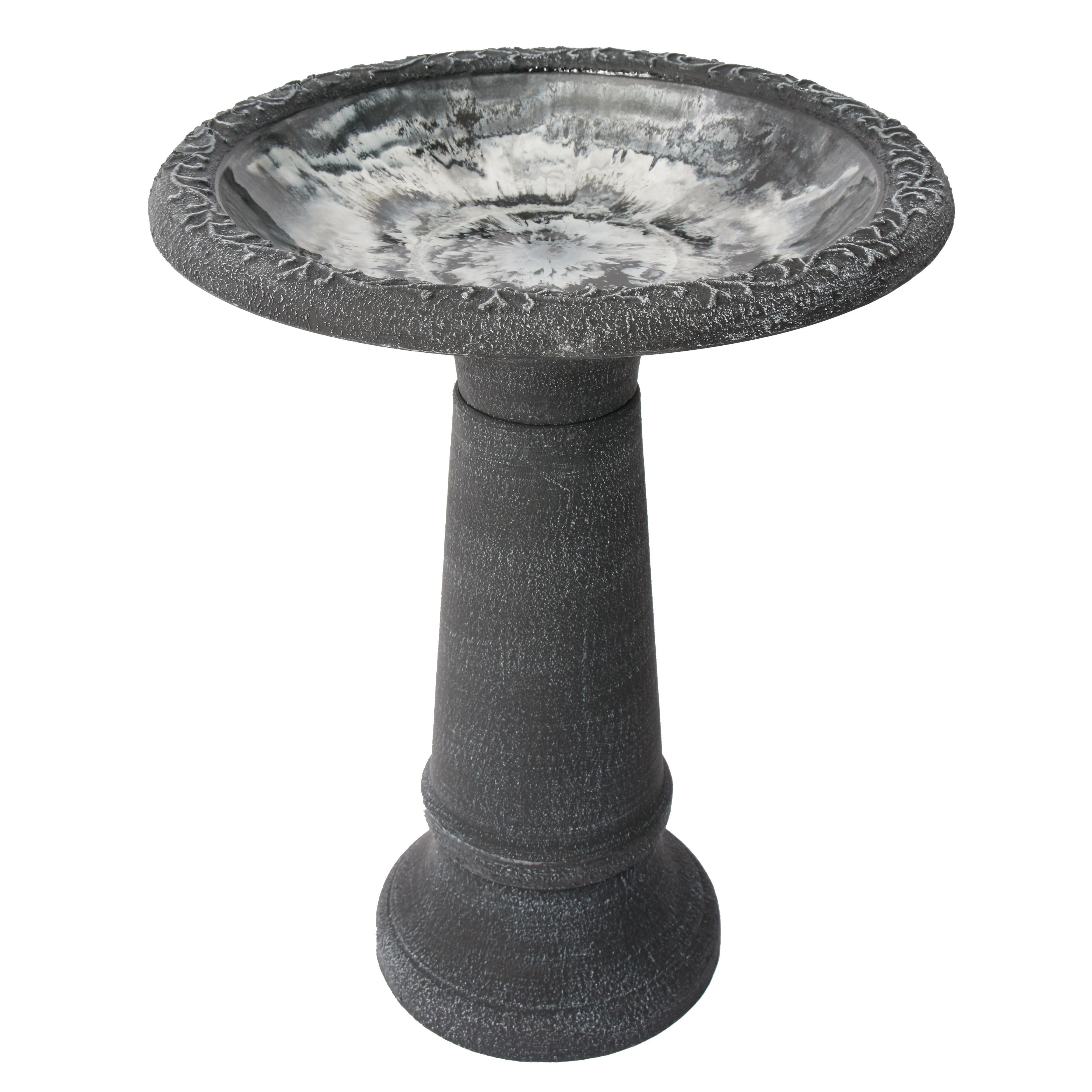 Algreen Acerra 20" Stone Composite Birdbath Gray — priced per each; minimum 2; multiples of 2