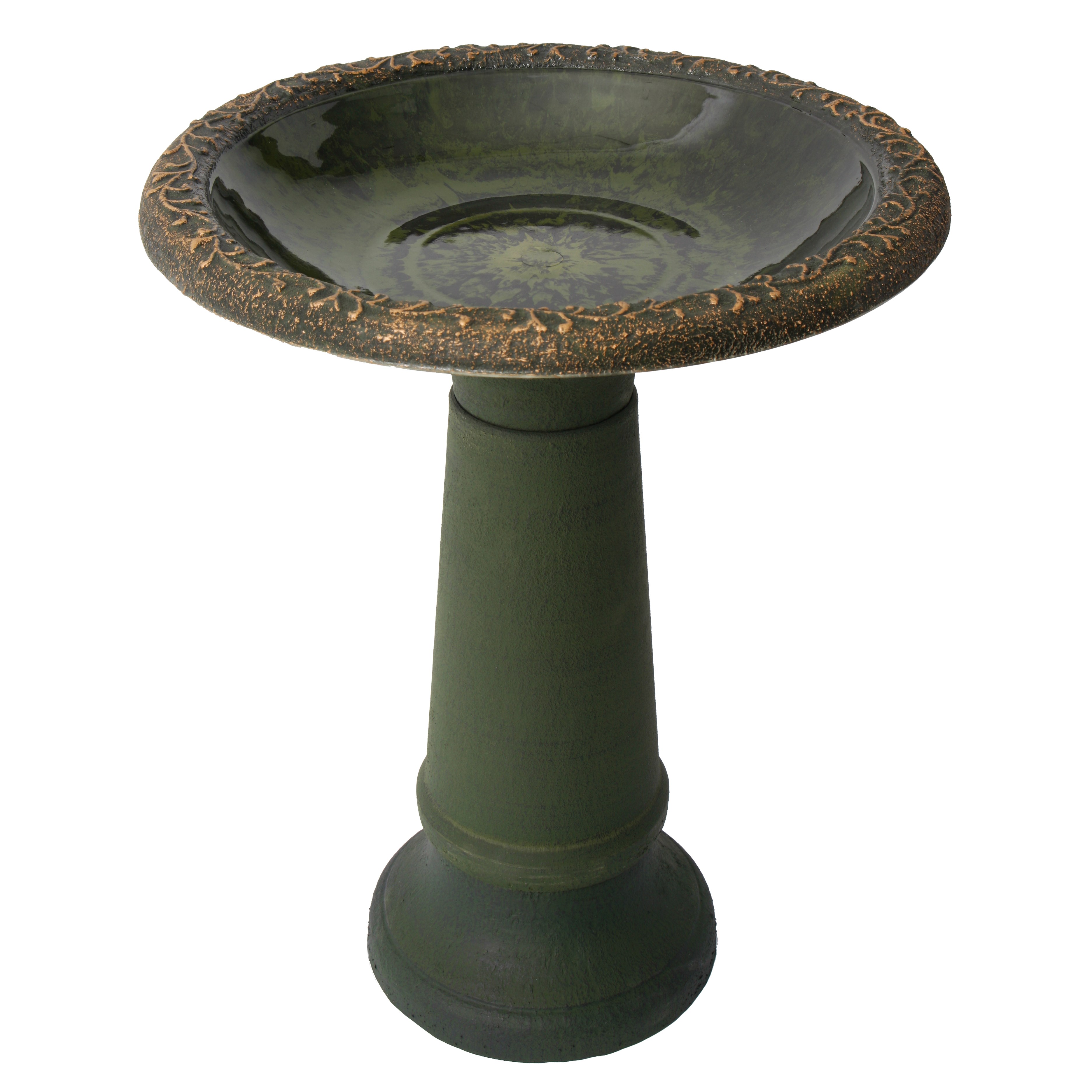 Algreen Acerra 20" Stone Composite Birdbath Green — priced per each; minimum 2; multiples of 2
