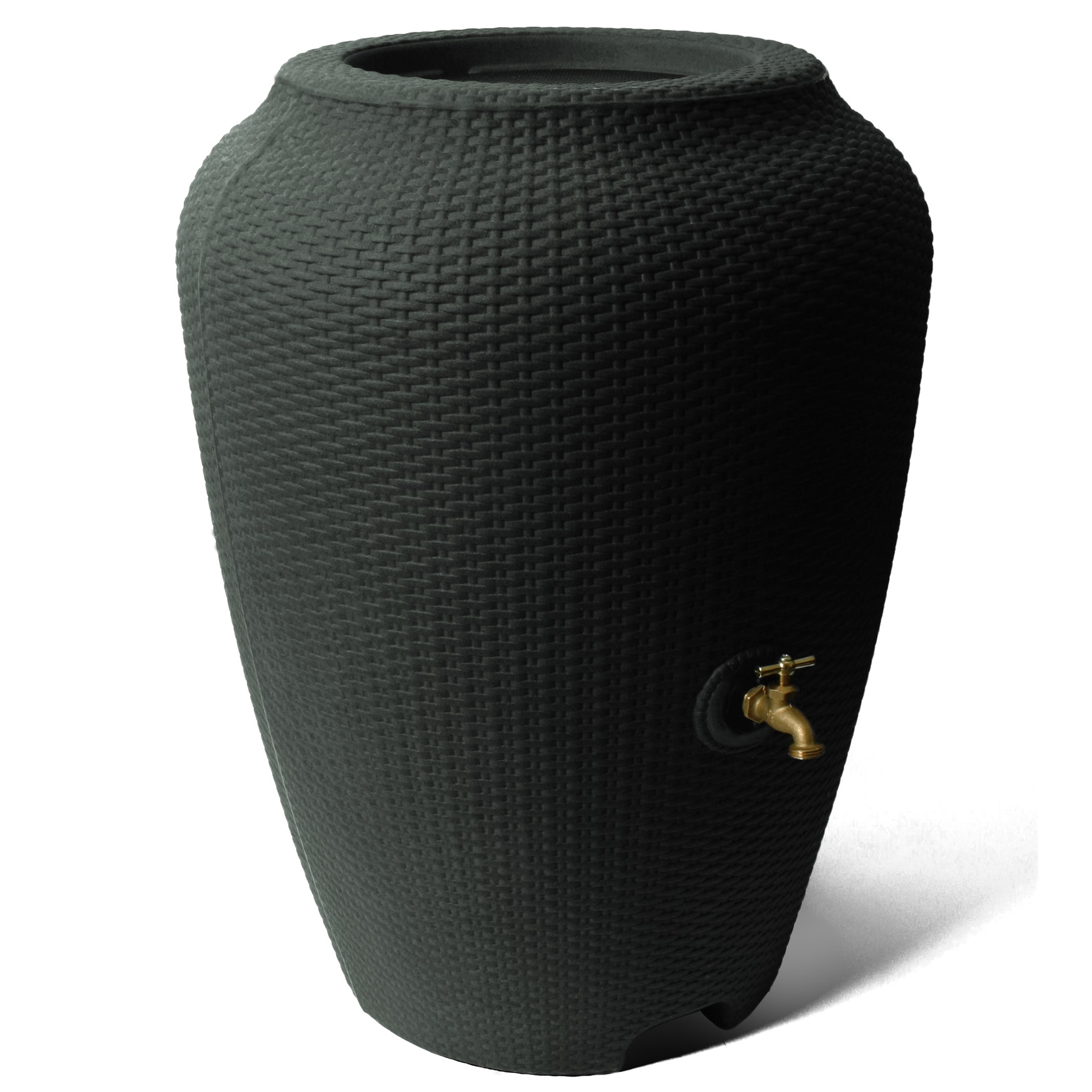 Algreen 50gal Wicker Rattan Rain Barrel Black