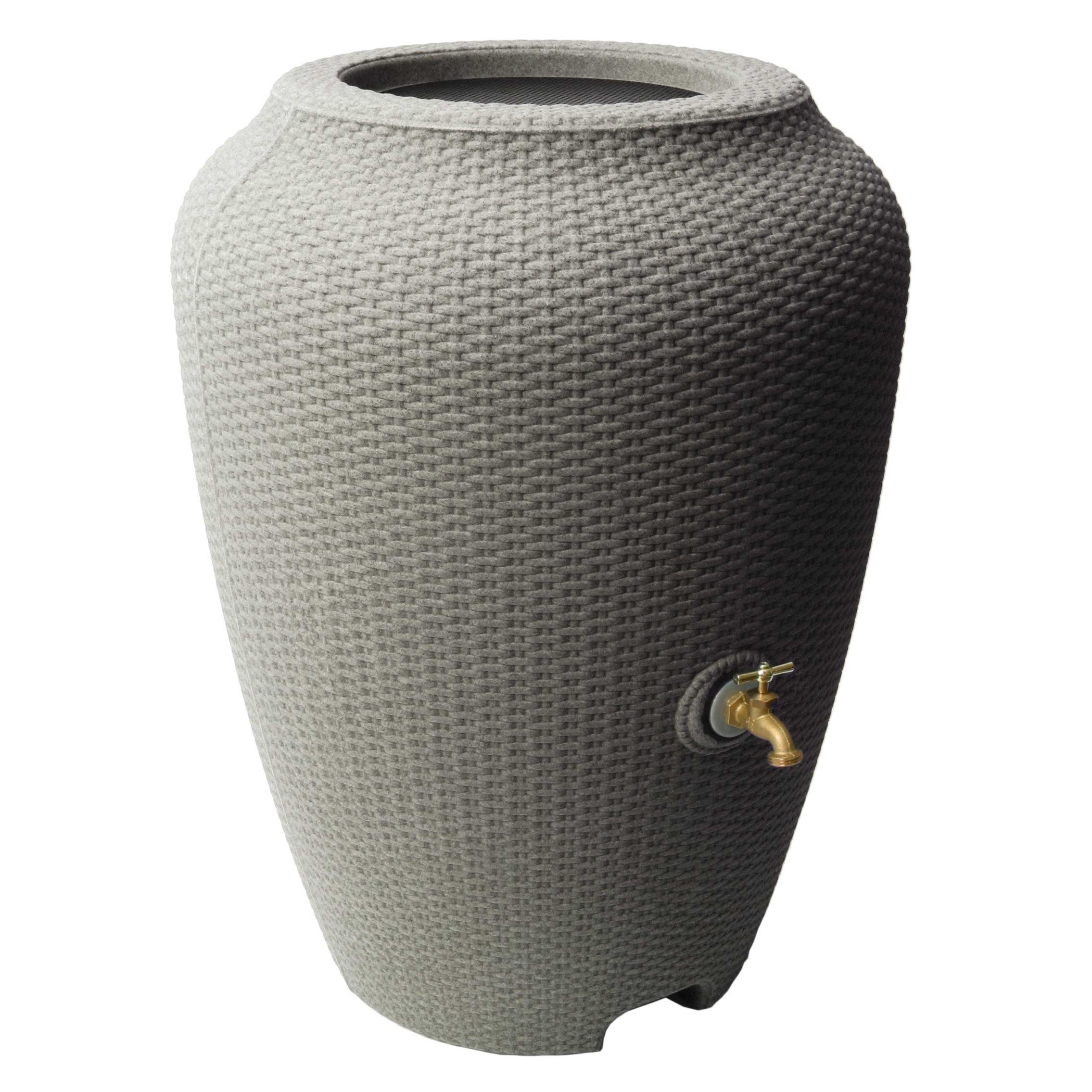 Algreen 50gal Wicker Rain Barrel Warm Gray
