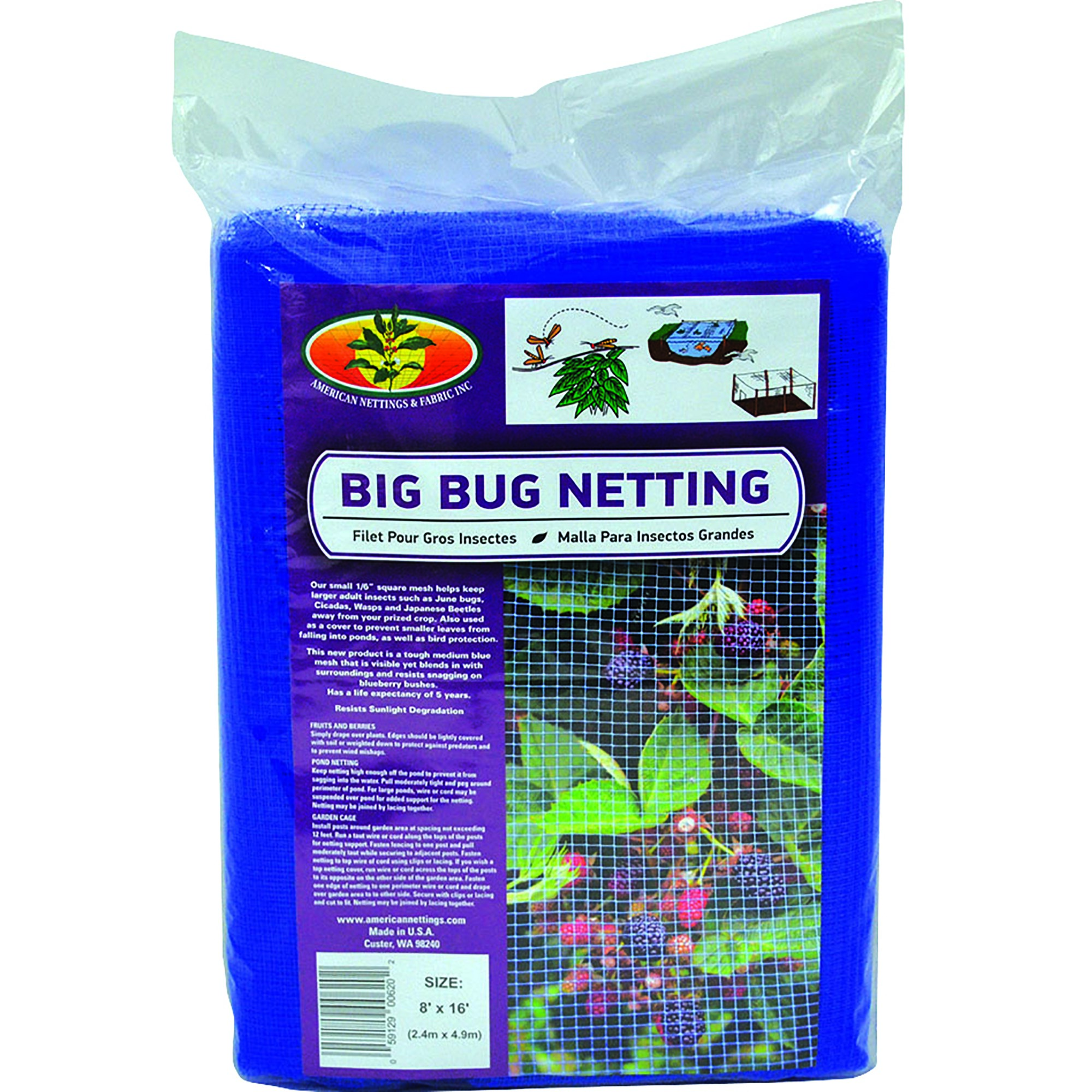 ANF 16'x16' Big Bug Net Blue 1/6" Mesh