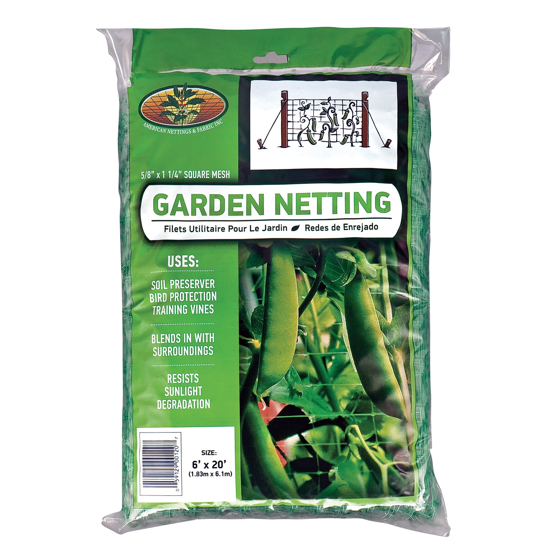 ANF 6'x20' Garden Net Green — priced per each; minimum 12; multiples of 12