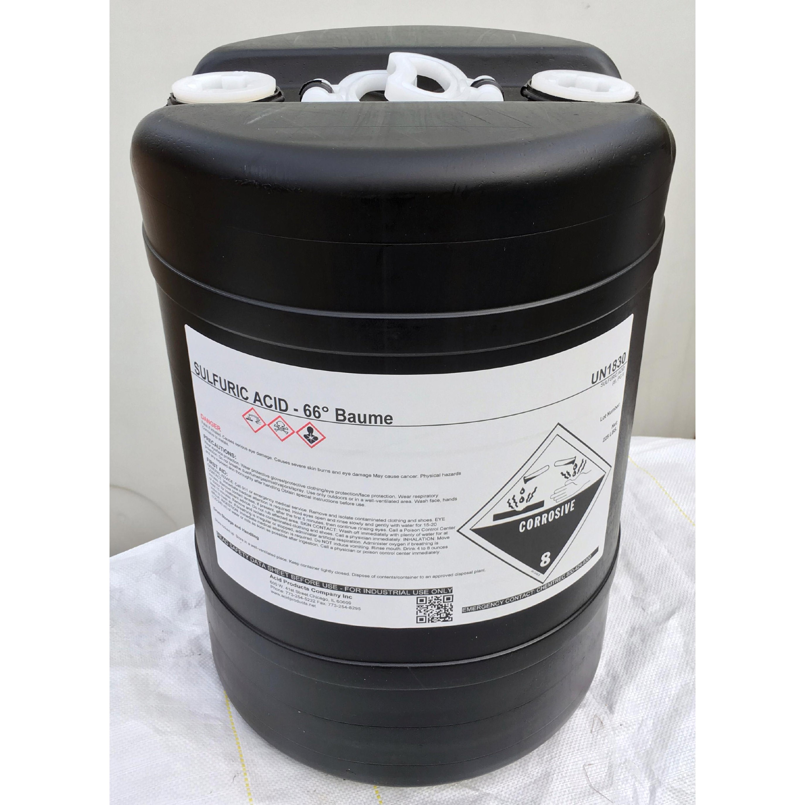 AP Sulfuric Acid 66 Baume (93%) 15Gl HAZ No Return Drum 225Lb