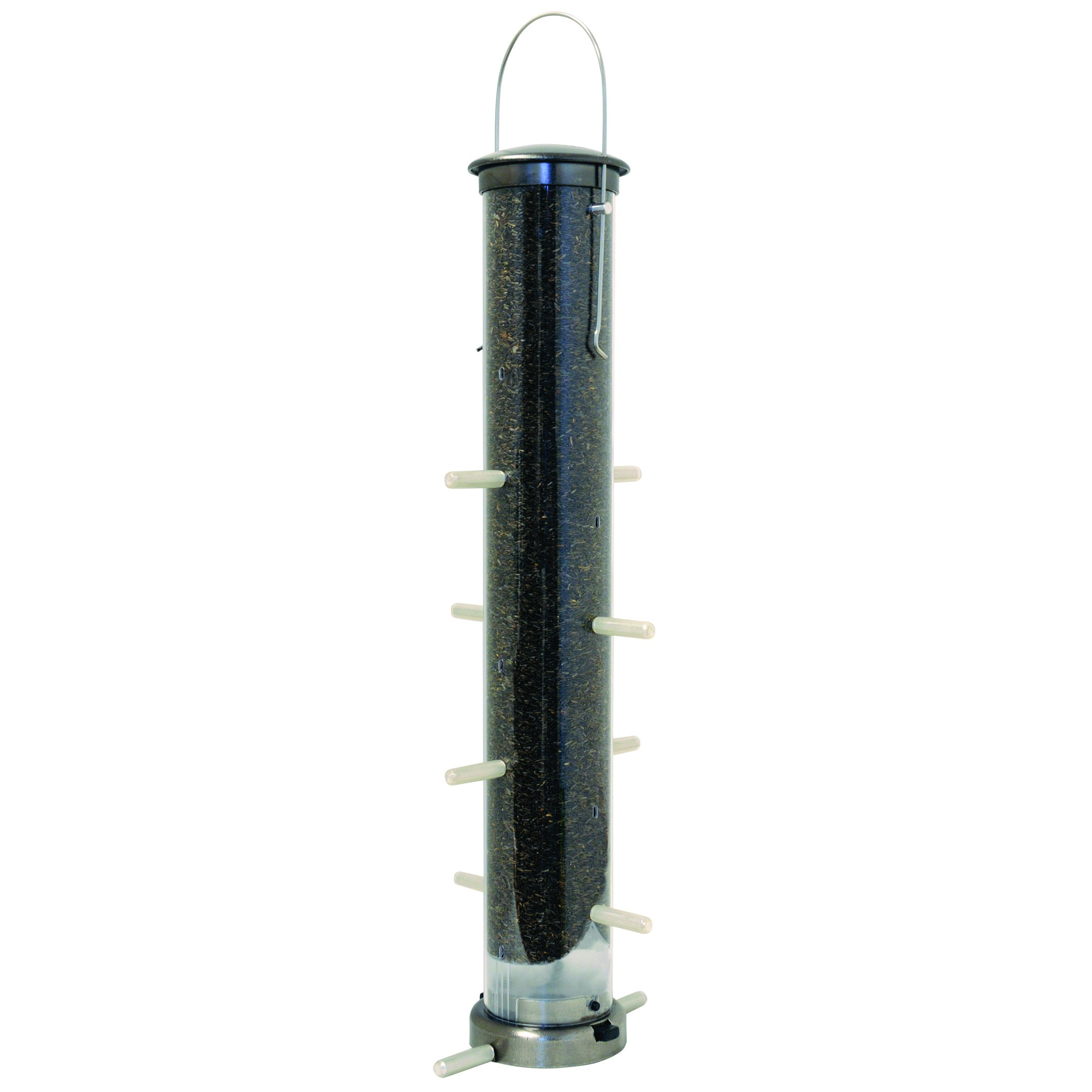 Aspects Large Brushed Nickel Thistle Tube Feeder Quick Clean