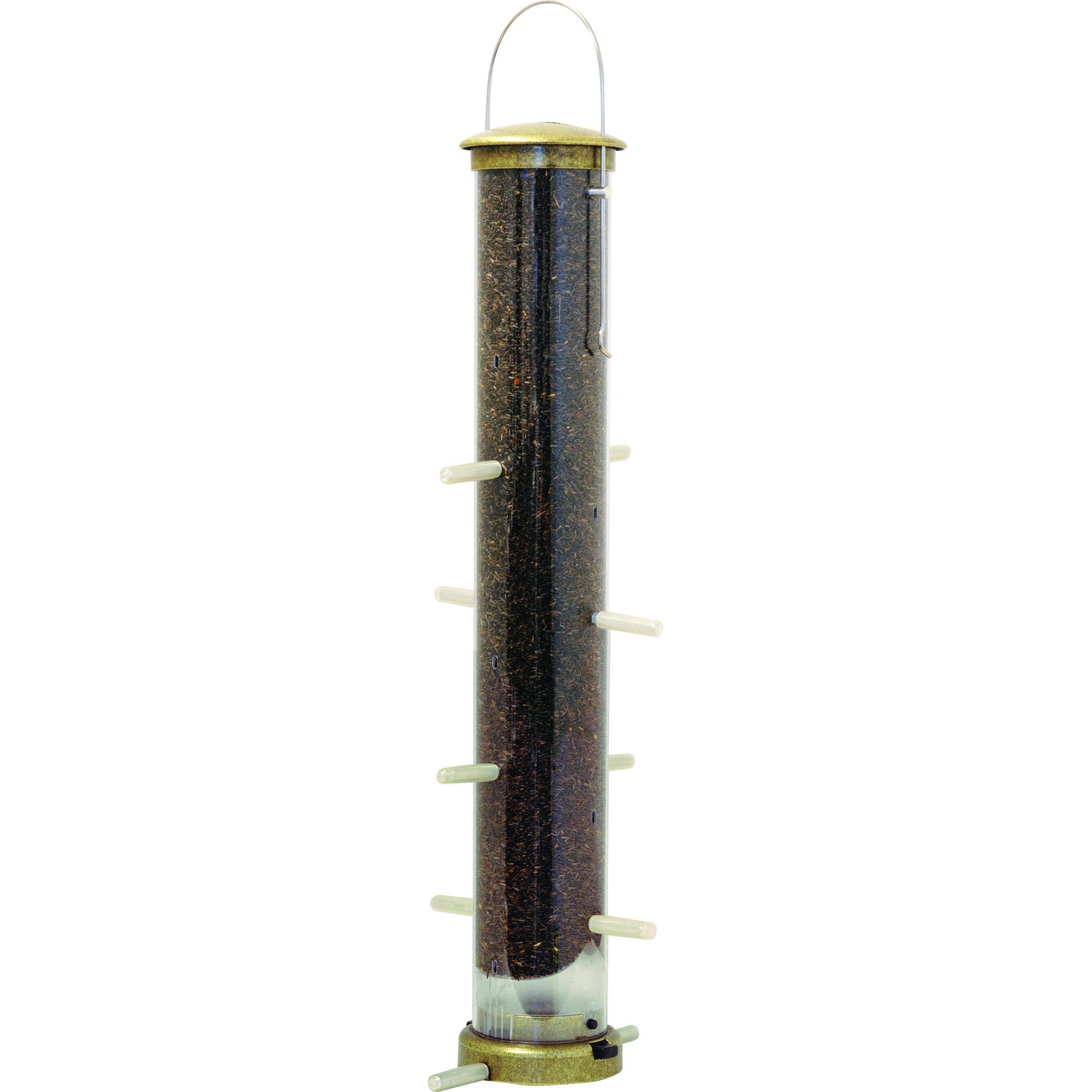 Aspects Large Antique Brass Thistle Tube Feeder Quick Clean