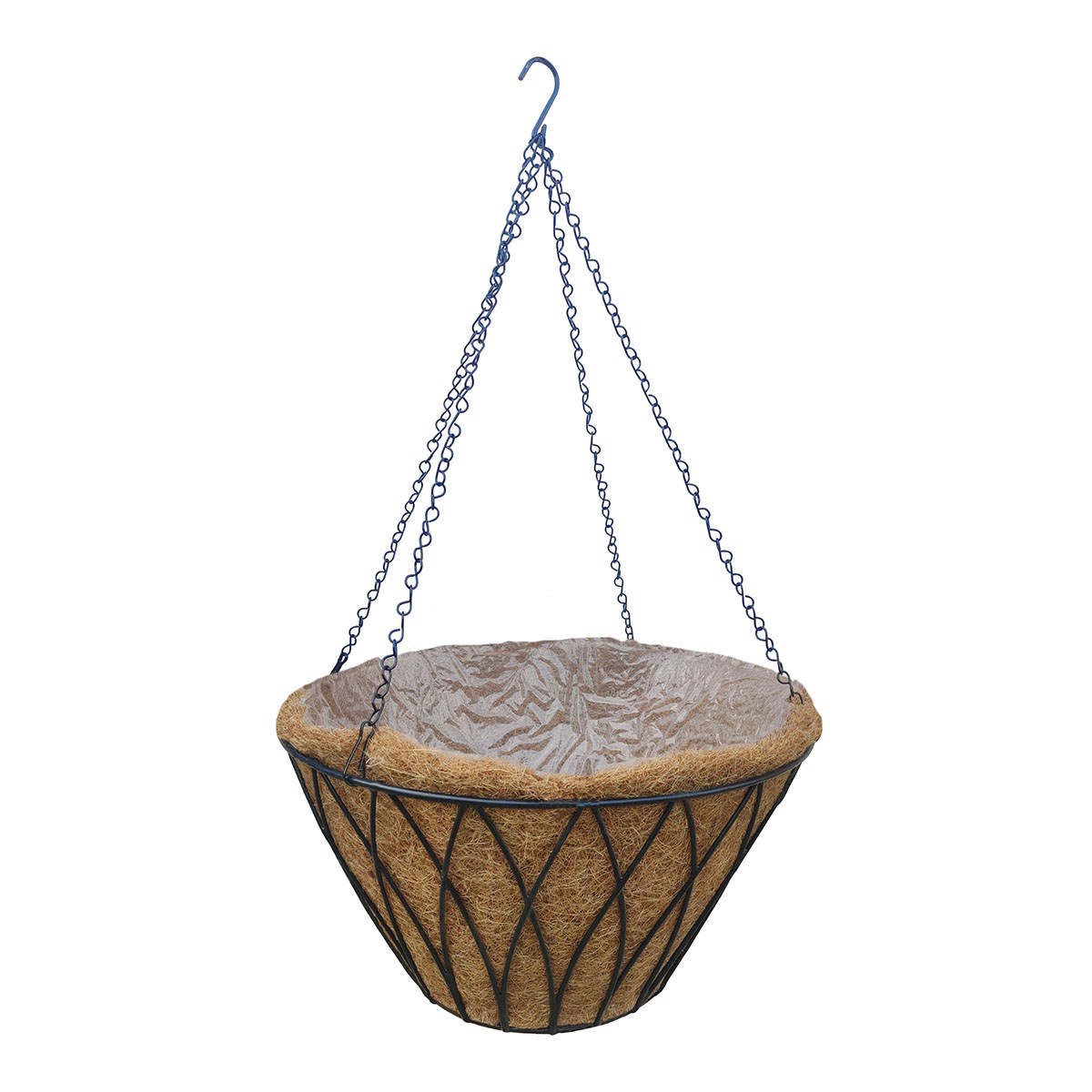 Austram 24" Lotus Hanging Basket Black with Chain — priced per each; minimum 12; multiples of 12
