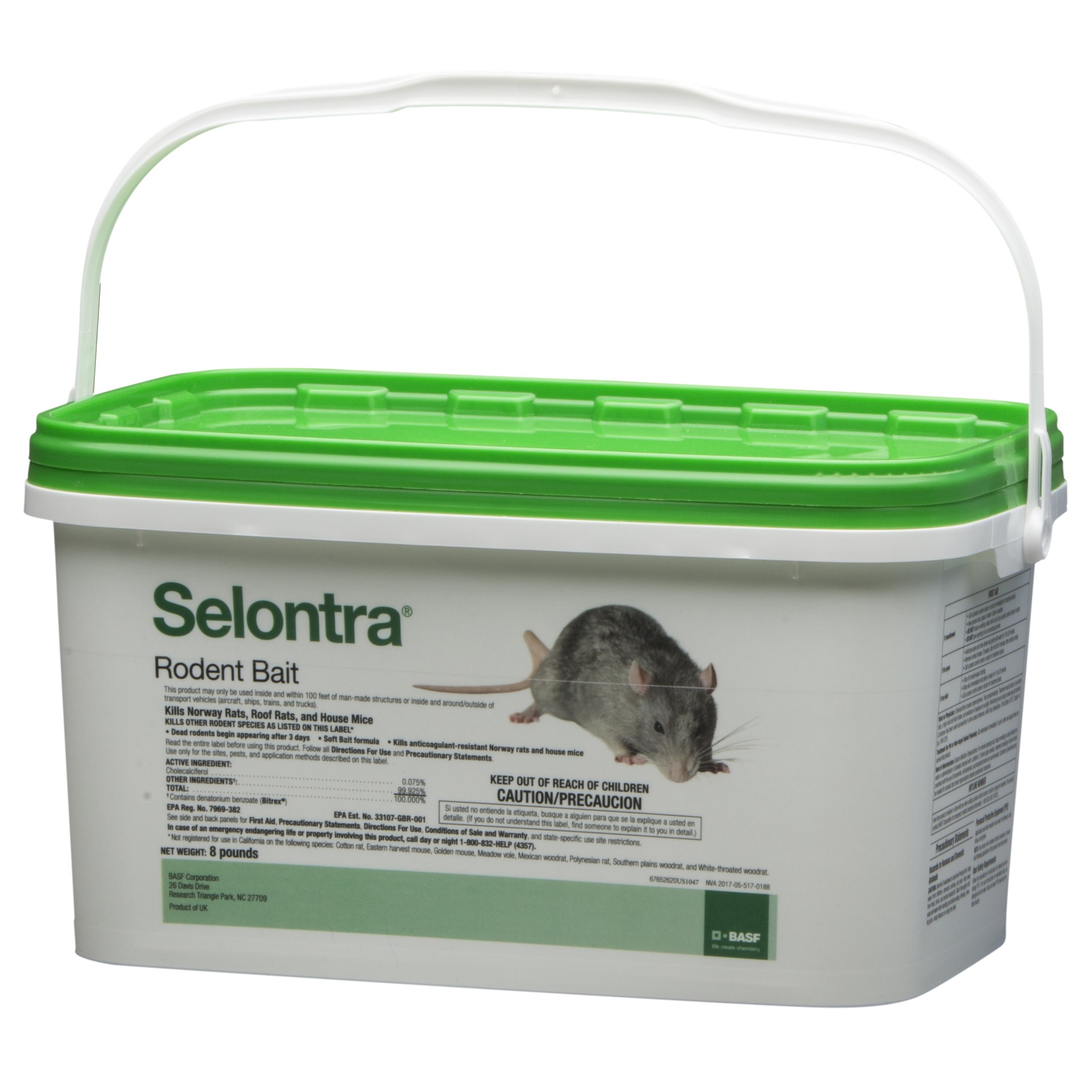 BASF Selontra Rodent Bait 8lb Pail ( cholecalciferol ) 182 baits per pail