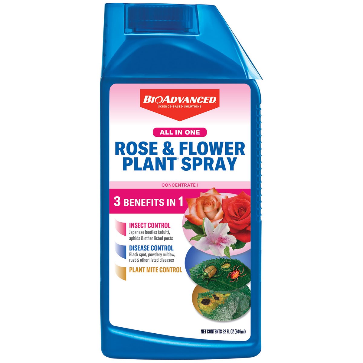 BioAdvanced 32oz AIO Rose & Flower Concentrate Non-Neonic — priced per each; minimum 8; multiples of 8